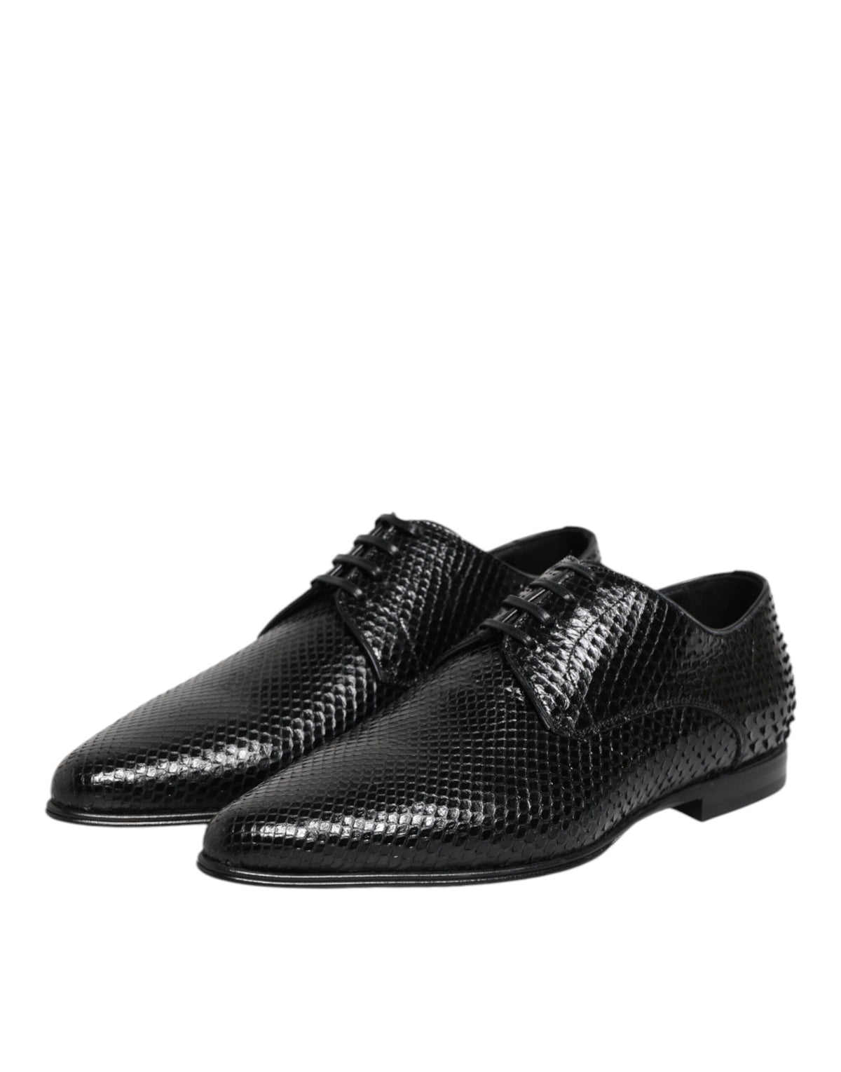Dolce & Gabbana Black Exotic Leather Derby Shoes - Timeless Luxury