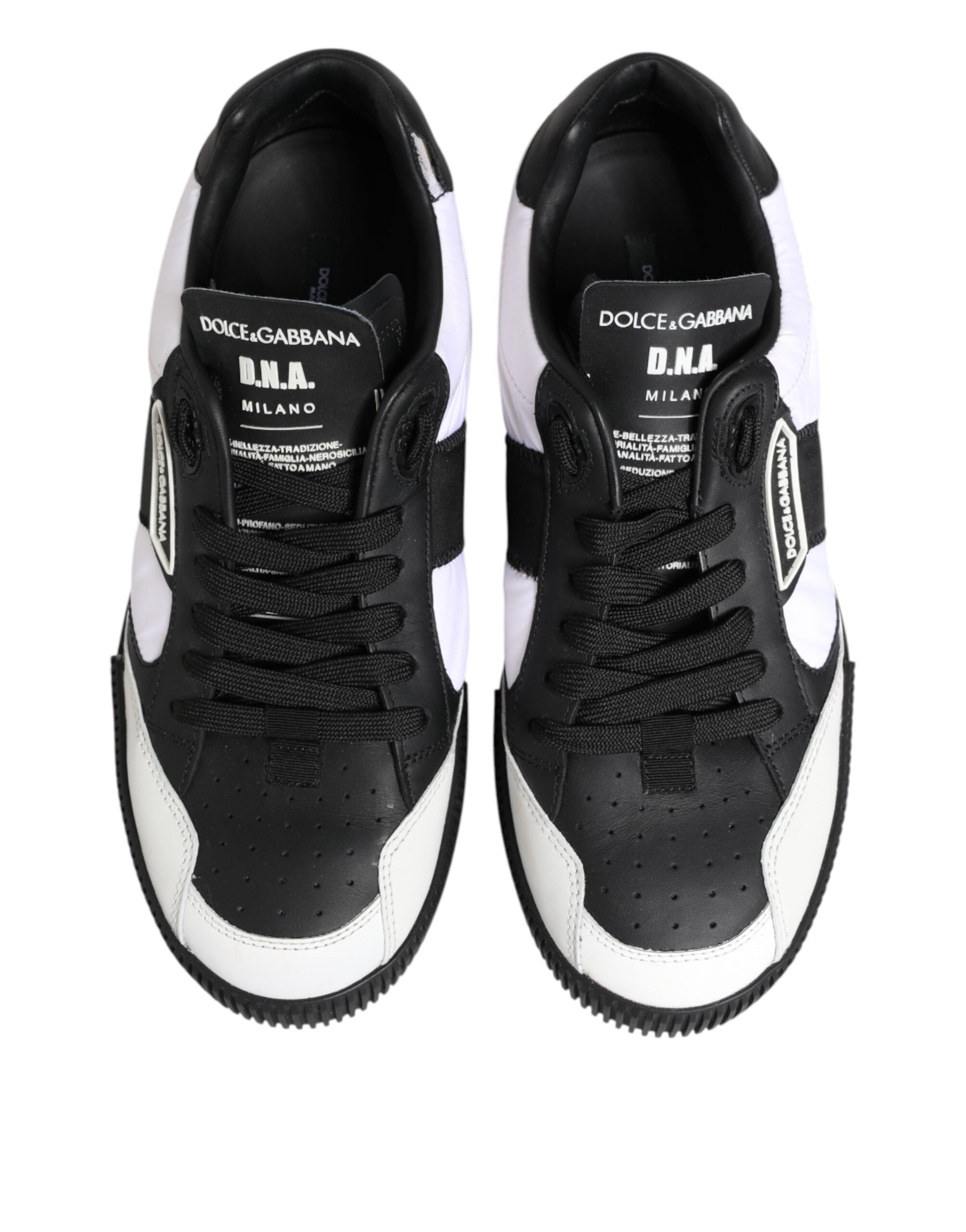 Dolce & Gabbana Black White Leather MIAMI Low Top Sneakers Shoes