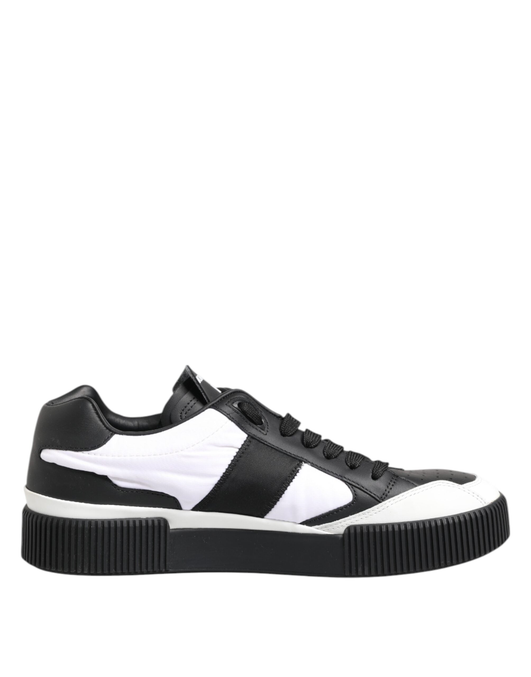 Dolce & Gabbana Black White Leather MIAMI Low Top Sneakers Shoes