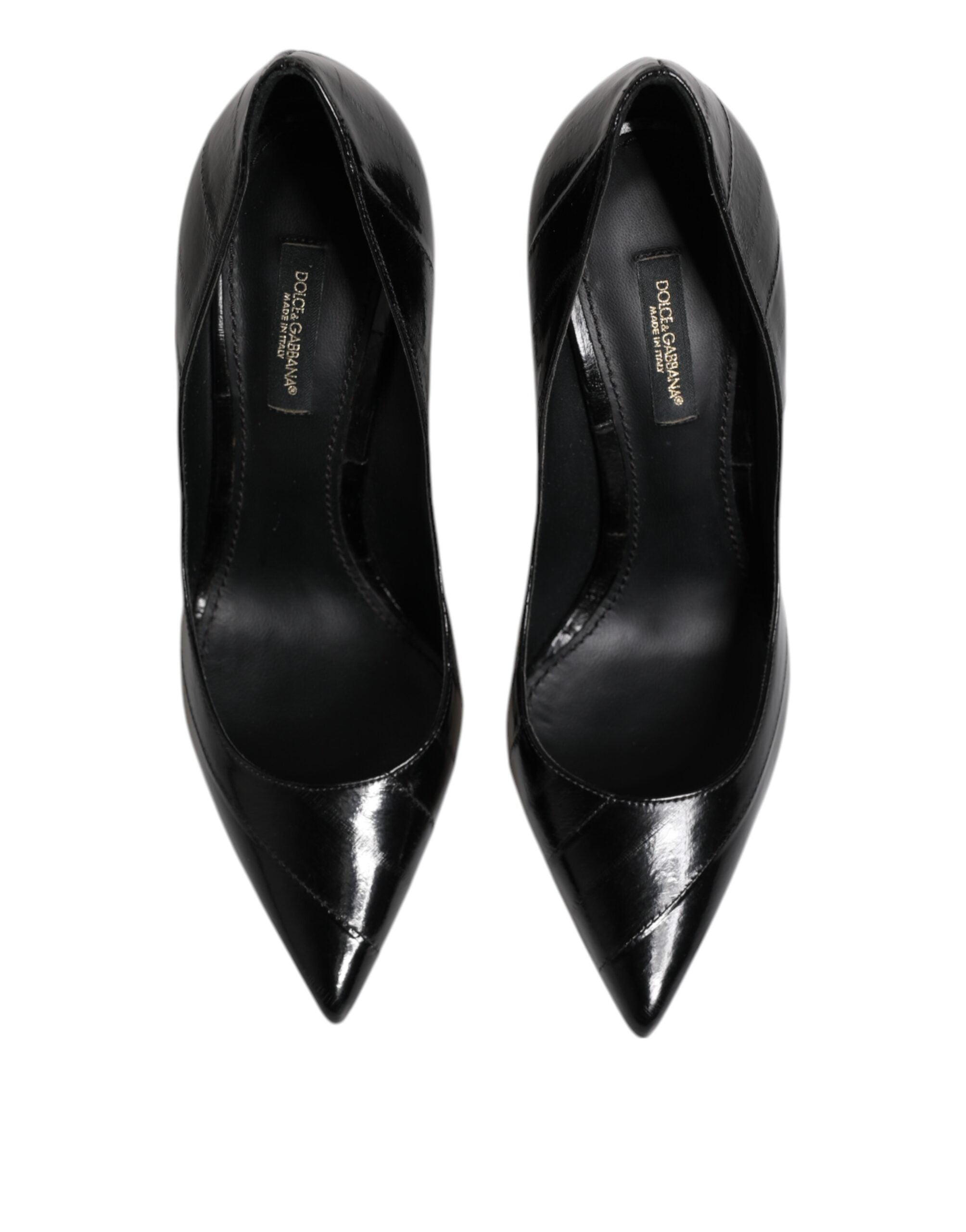 Dolce & Gabbana Black Leather Stiletto High Heels Pumps Shoes
