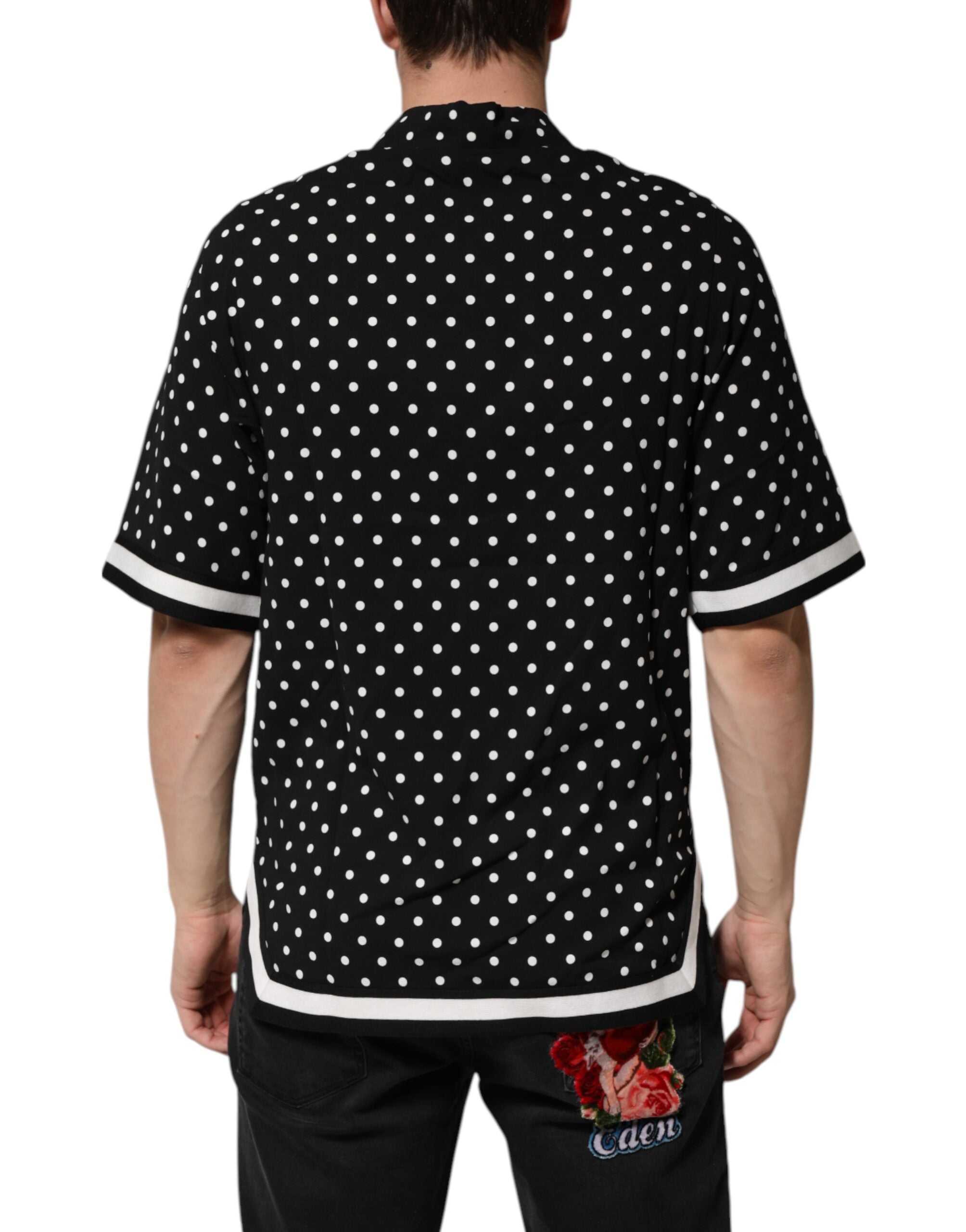 Dolce & Gabbana Black Polka Dot Short Sleeves Collared Polo T-shirt