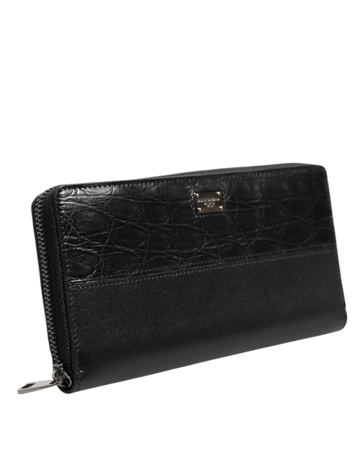 Dolce & Gabbana Black Leather Zip Around Continental Wallet