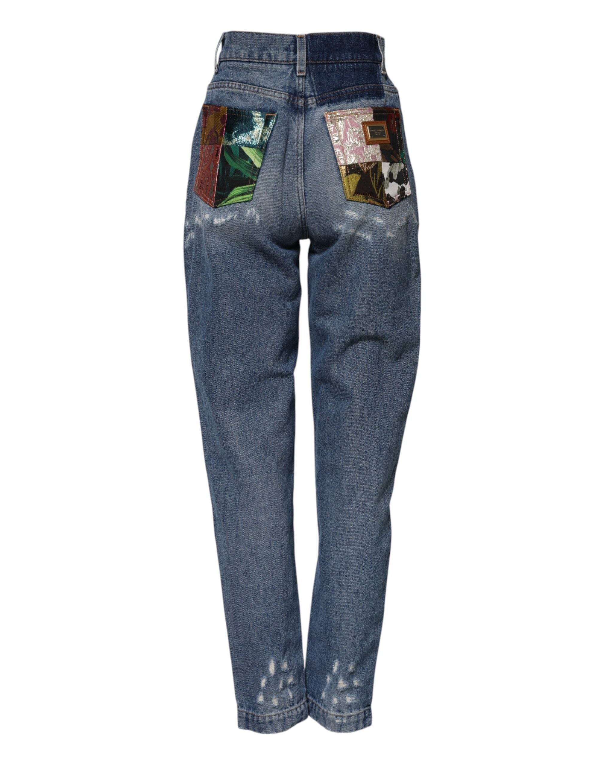 Dolce & Gabbana Blue AMBER Tattered High Waist Denim Jeans