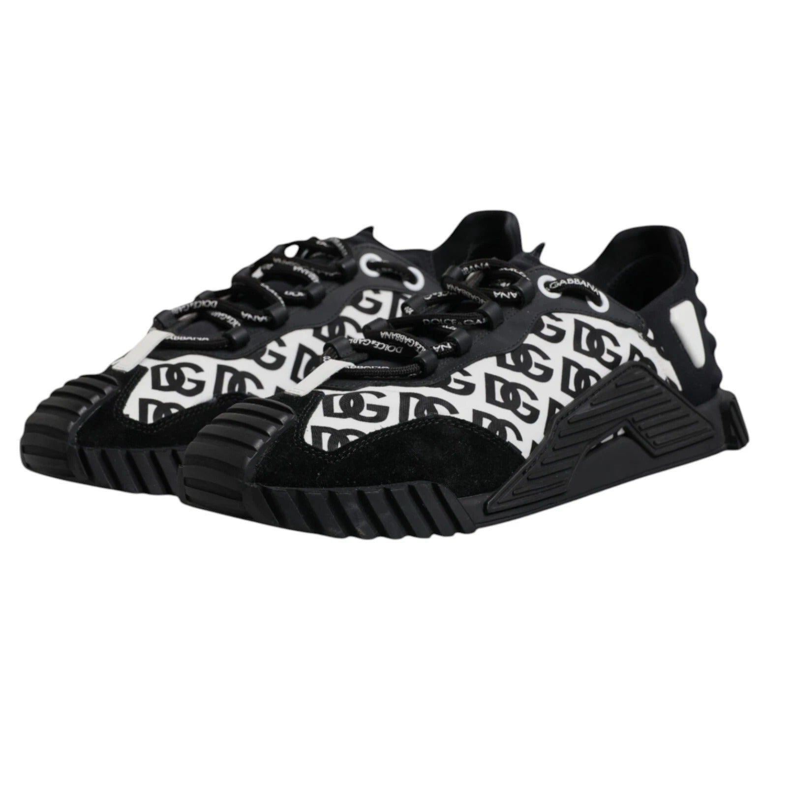 Dolce & Gabbana Black Logo Lace Up Low Top NS1 Sneakers