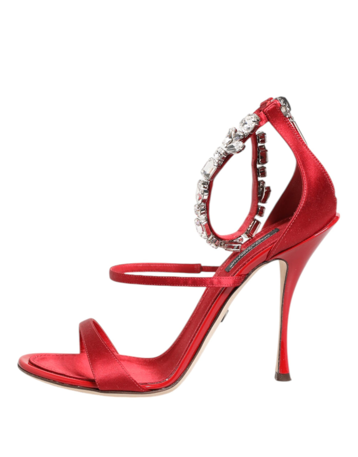 Dolce & Gabbana Red Satin Crystals Keira Sandals - Luxury Elegance