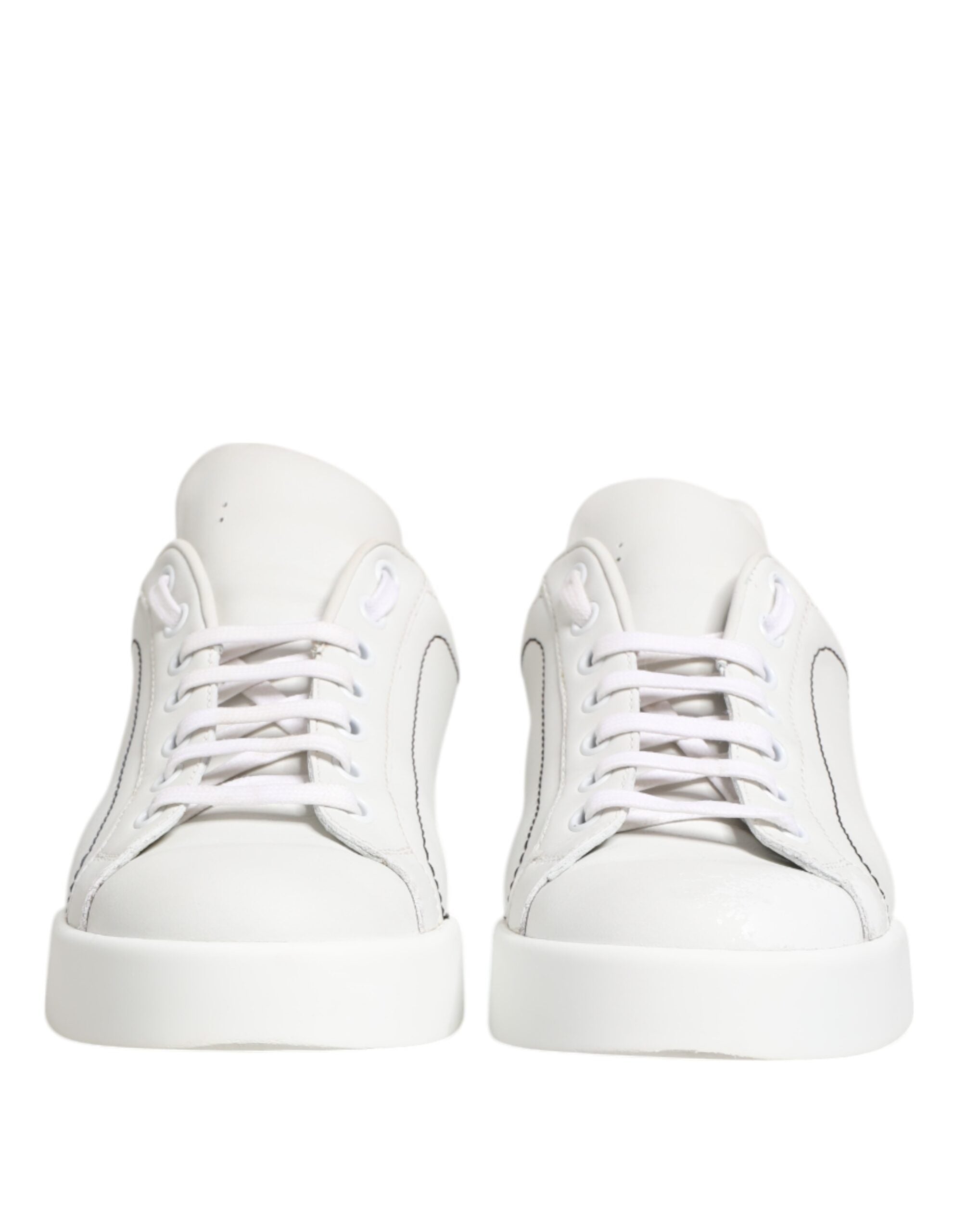 Dolce & Gabbana White Gold Leather Low Top Sneakers Shoes