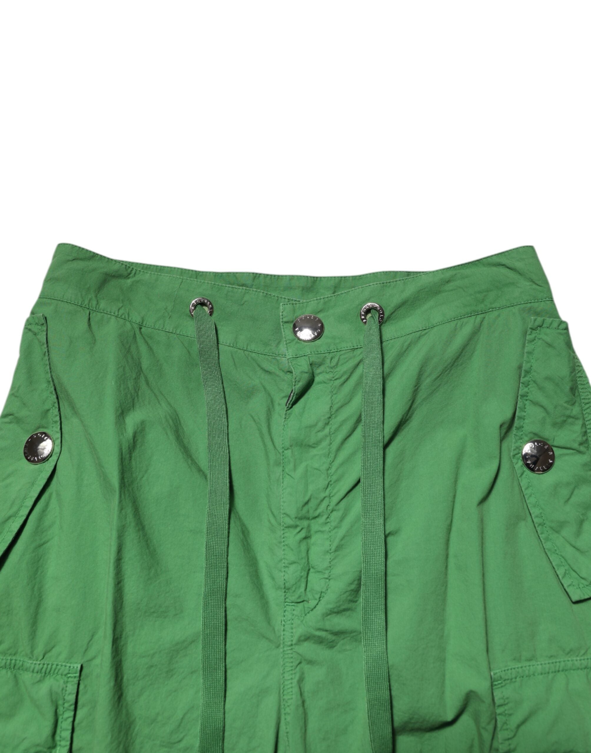 Dolce & Gabbana Green Cotton High Waist Cargo Trouser Pants