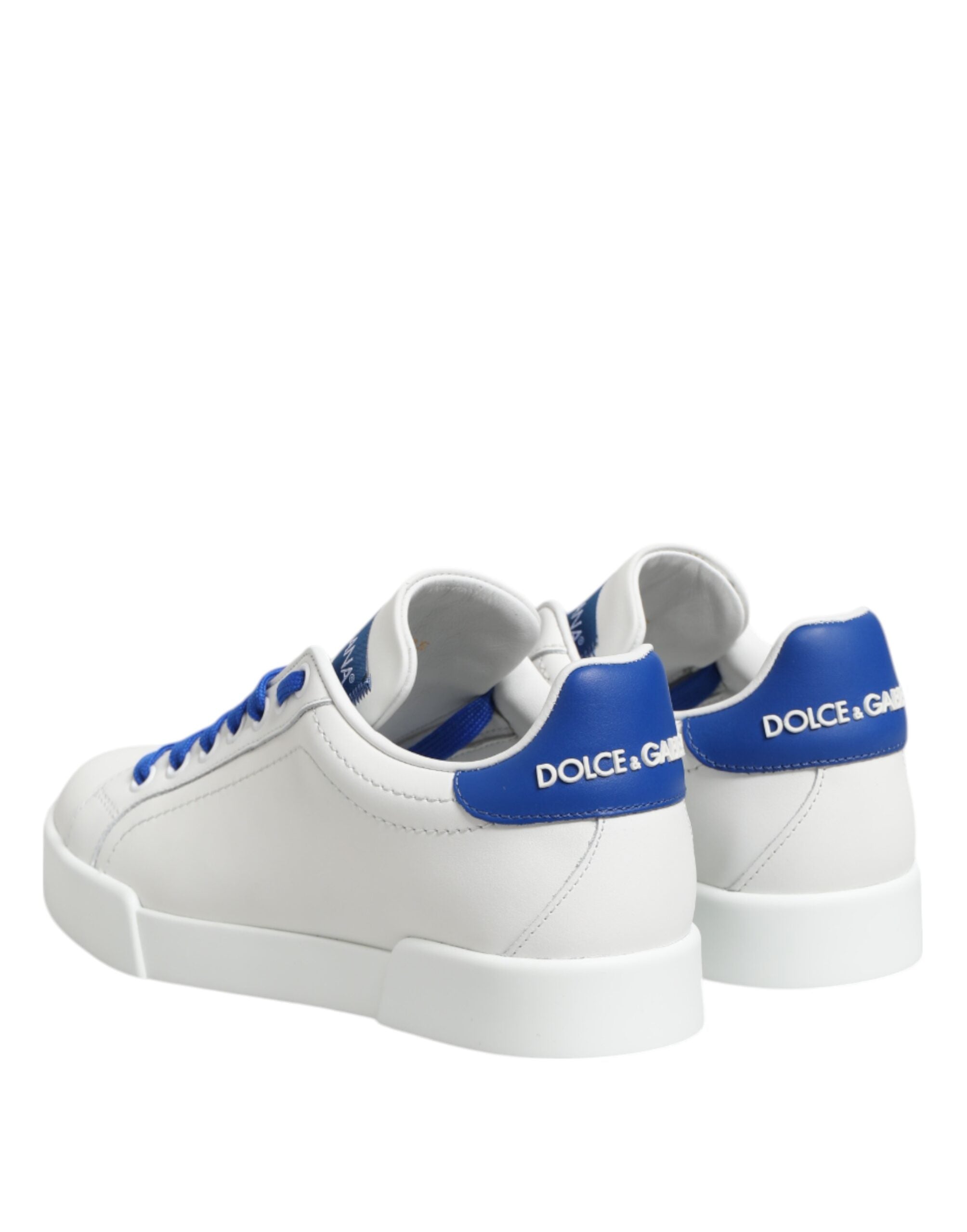 Sneakers basses en cuir blanc et bleu Dolce &amp; Gabbana