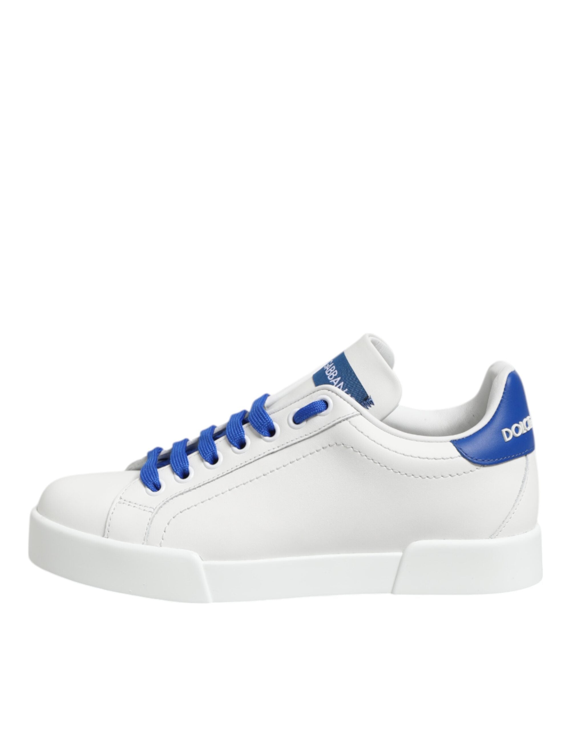 Sneakers basses en cuir blanc et bleu Dolce &amp; Gabbana