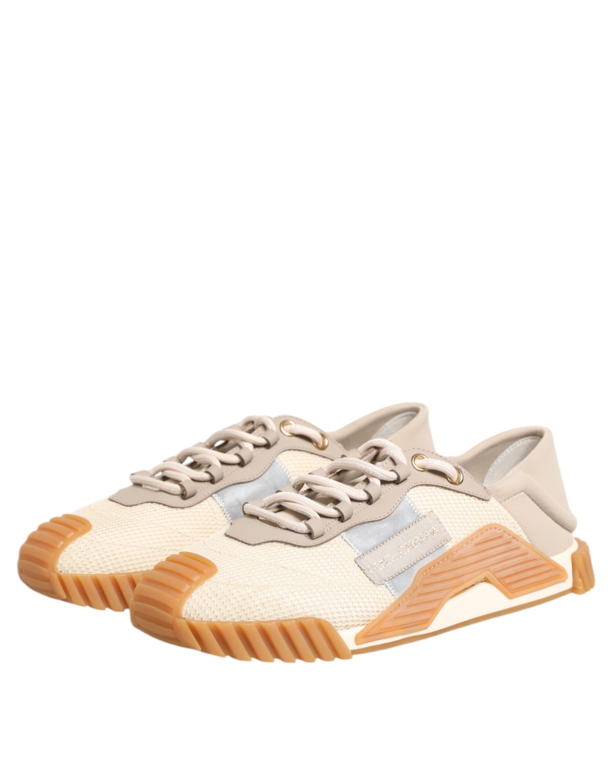 Dolce & Gabbana Beige Lace Up Low Top NS1 Men Sneakers Shoes