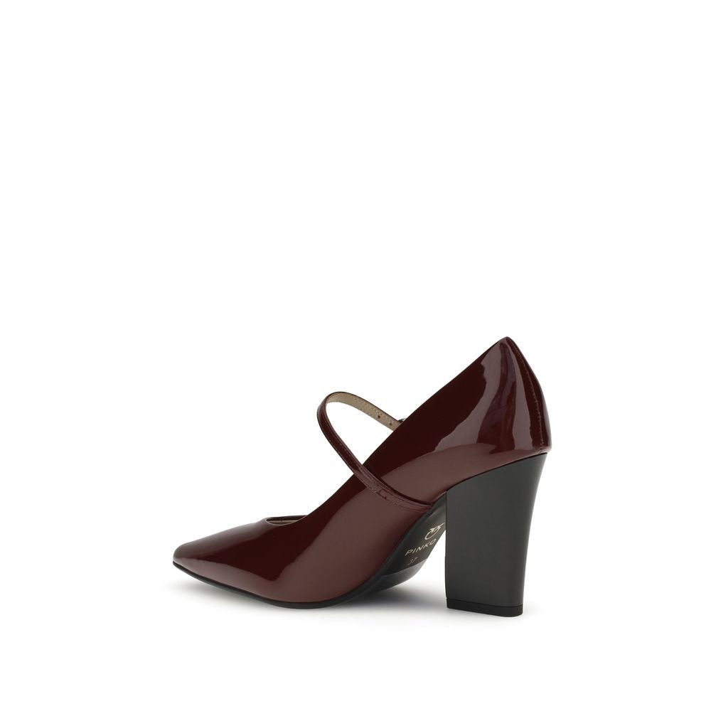 PINKO Bordeaux Calf Leather Bos Taurus High Heel Pumps