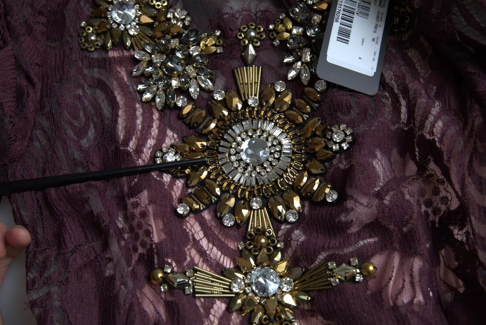 Dolce & Gabbana Purple Viscose Crystal A-Line Gown Dress