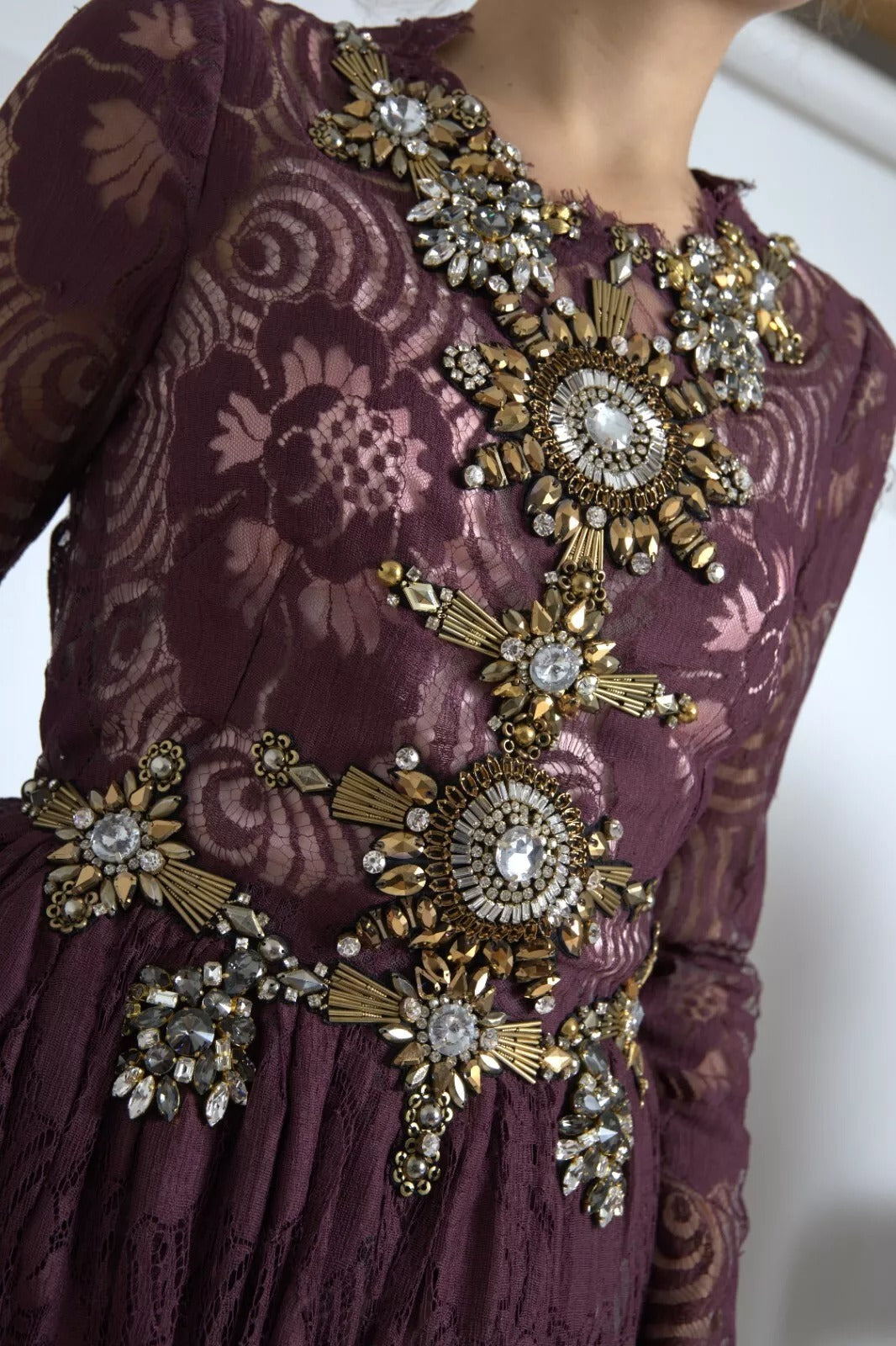 Dolce & Gabbana Purple Viscose Crystal A-Line Gown Dress