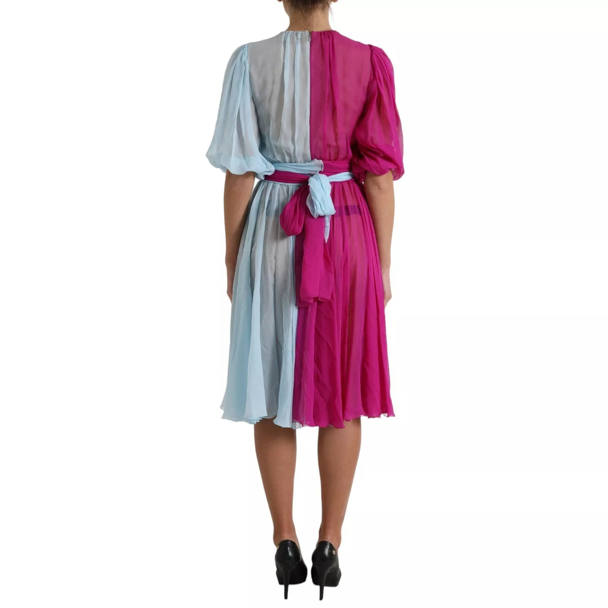 Dolce & Gabbana Light Blue Silk Midi Dress - Timeless Elegance