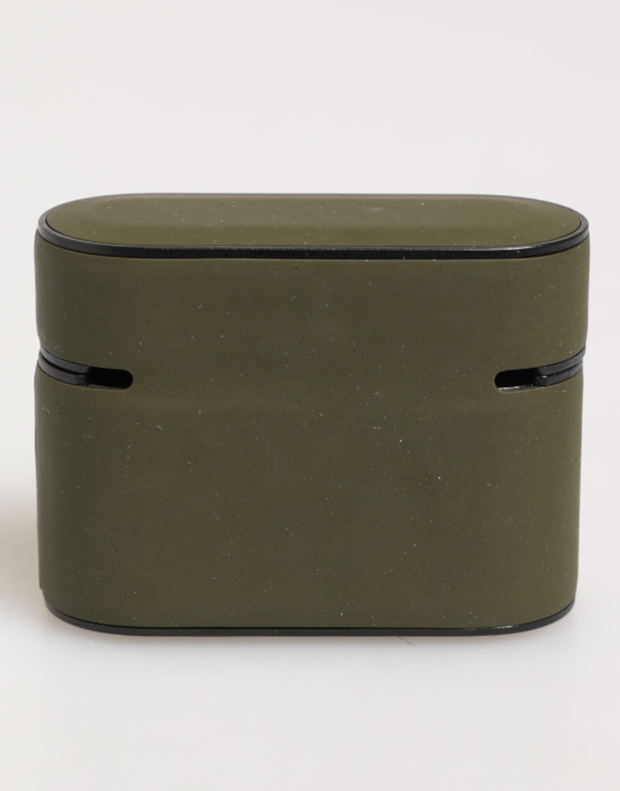 Custodia Airpods in gomma verde militare con logo in rilievo di Dolce &amp; Gabbana