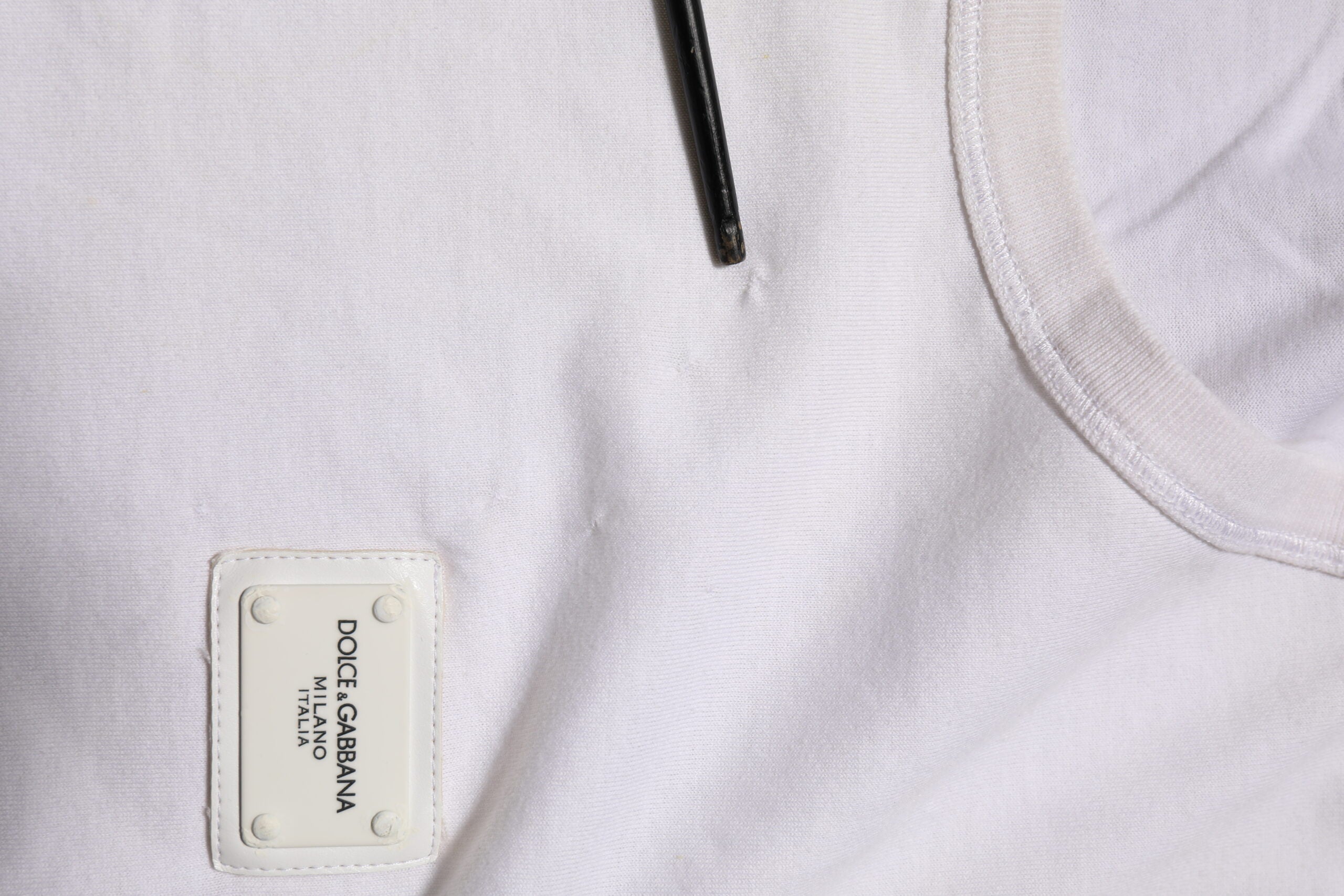Dolce & Gabbana White Cotton Logo Patch Crew Neck Men T-shirt