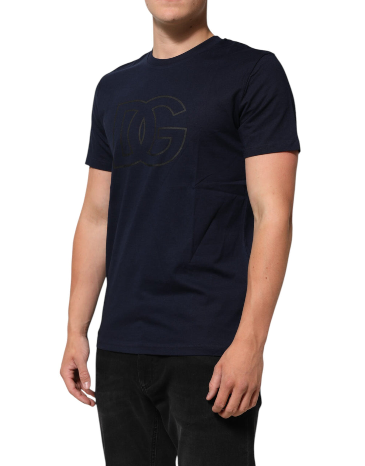 Dolce & Gabbana Dark Blue Cotton DG Logo T-Shirt Couture