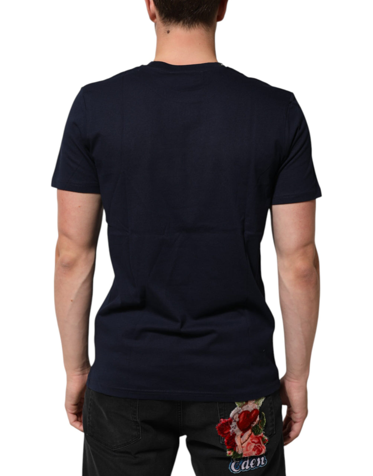 Dolce & Gabbana Dark Blue Cotton DG Logo T-Shirt Couture