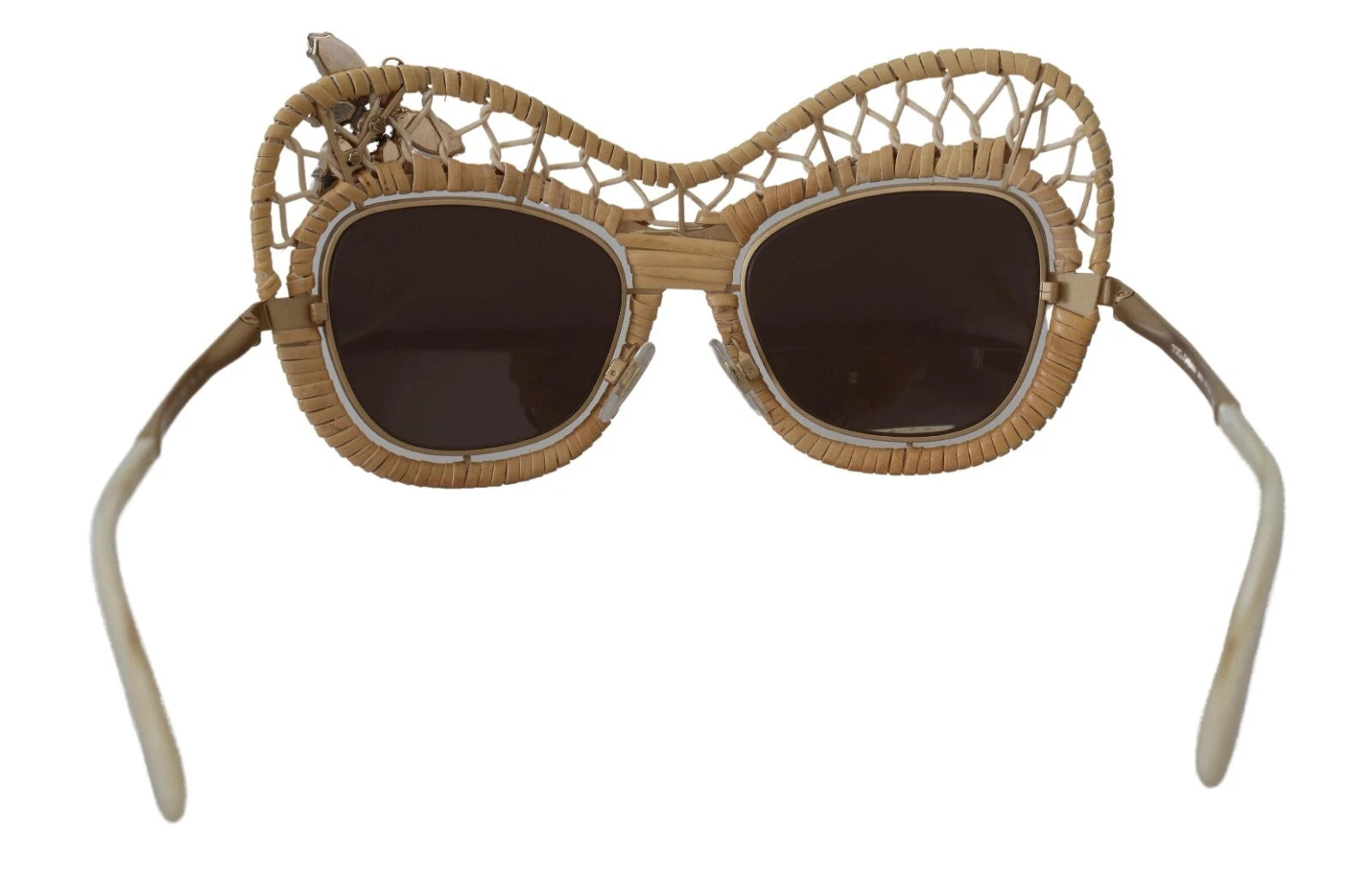 Dolce & Gabbana DG2159B Beige Gold Straw Butterfly Crystals Sunglasses