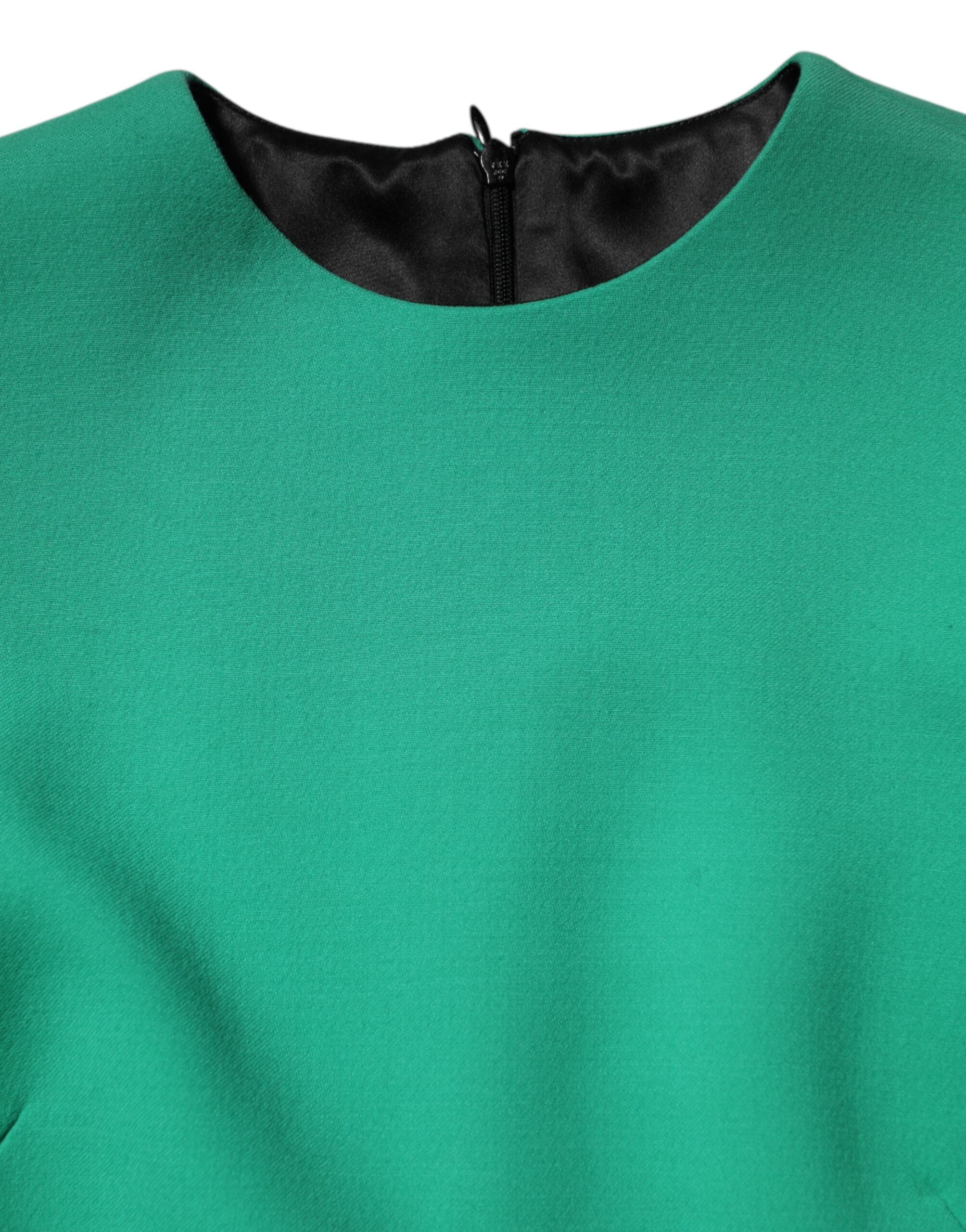 Dolce & Gabbana Green Viscose Acetate Mini Long Sleeve Dress