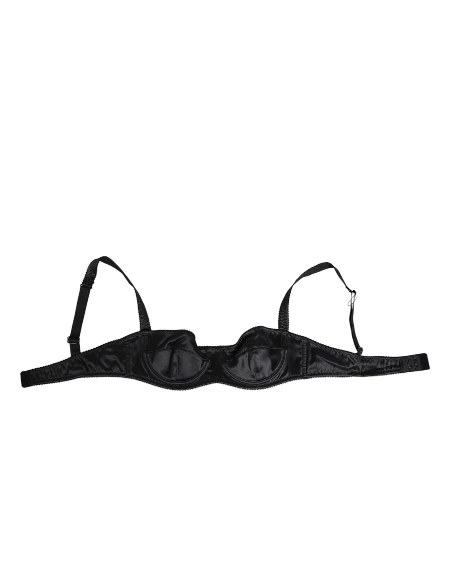 Dolce & Gabbana black satin underwire bra front view