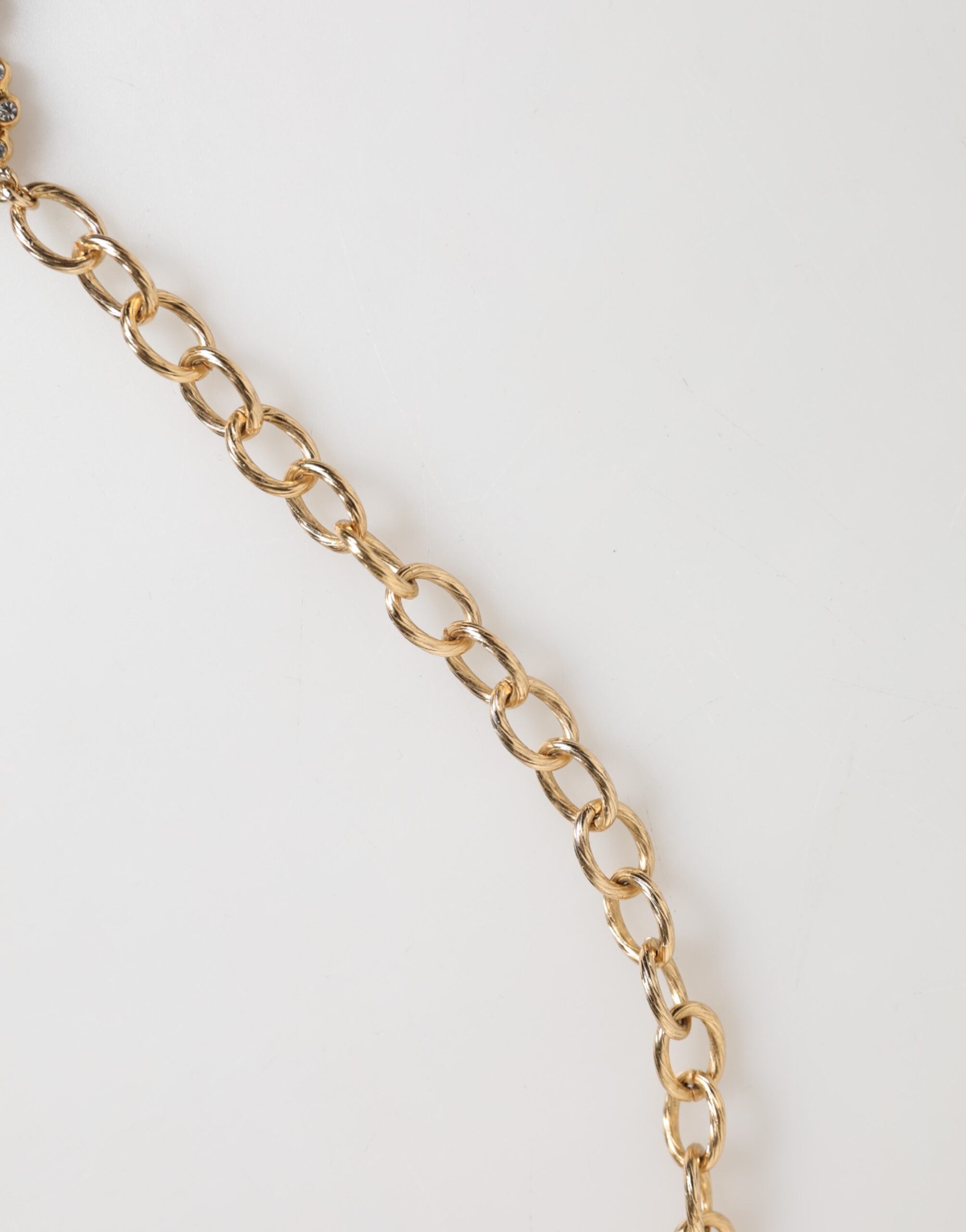 Dolce & Gabbana Gold Crystal Clock Face Pendant Statement Jewelry Necklace