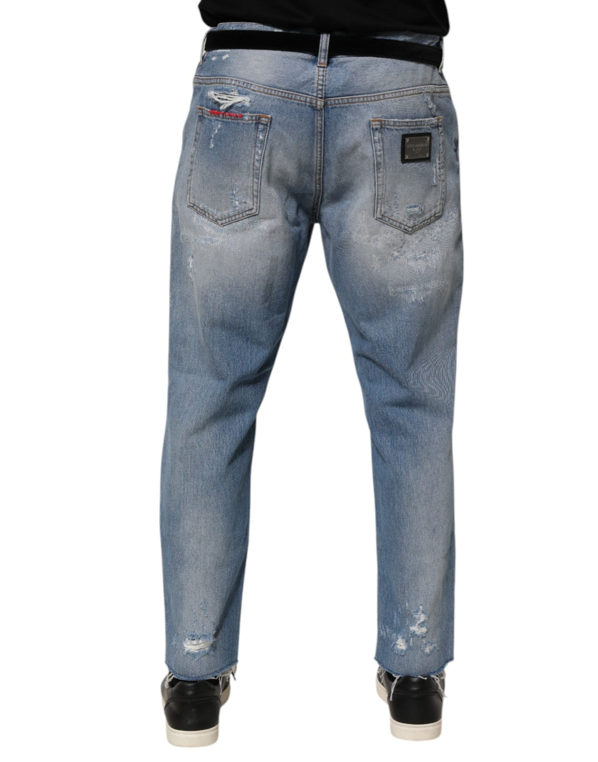 Dolce & Gabbana Blue Distressed Ripped Denim Jeans - Luxury Couture