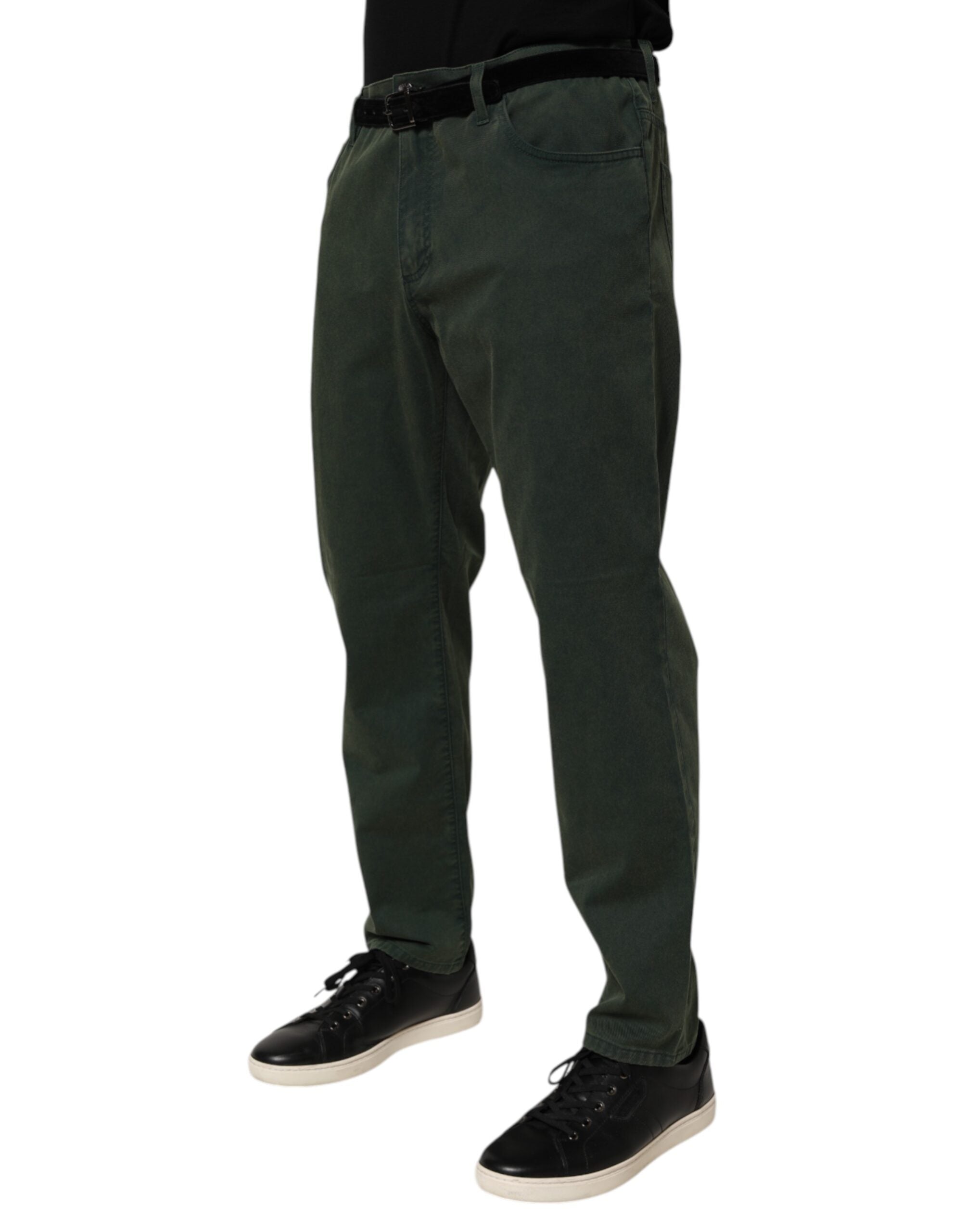 Dolce & Gabbana Dark Green Cotton Stretch Loose Denim Jeans