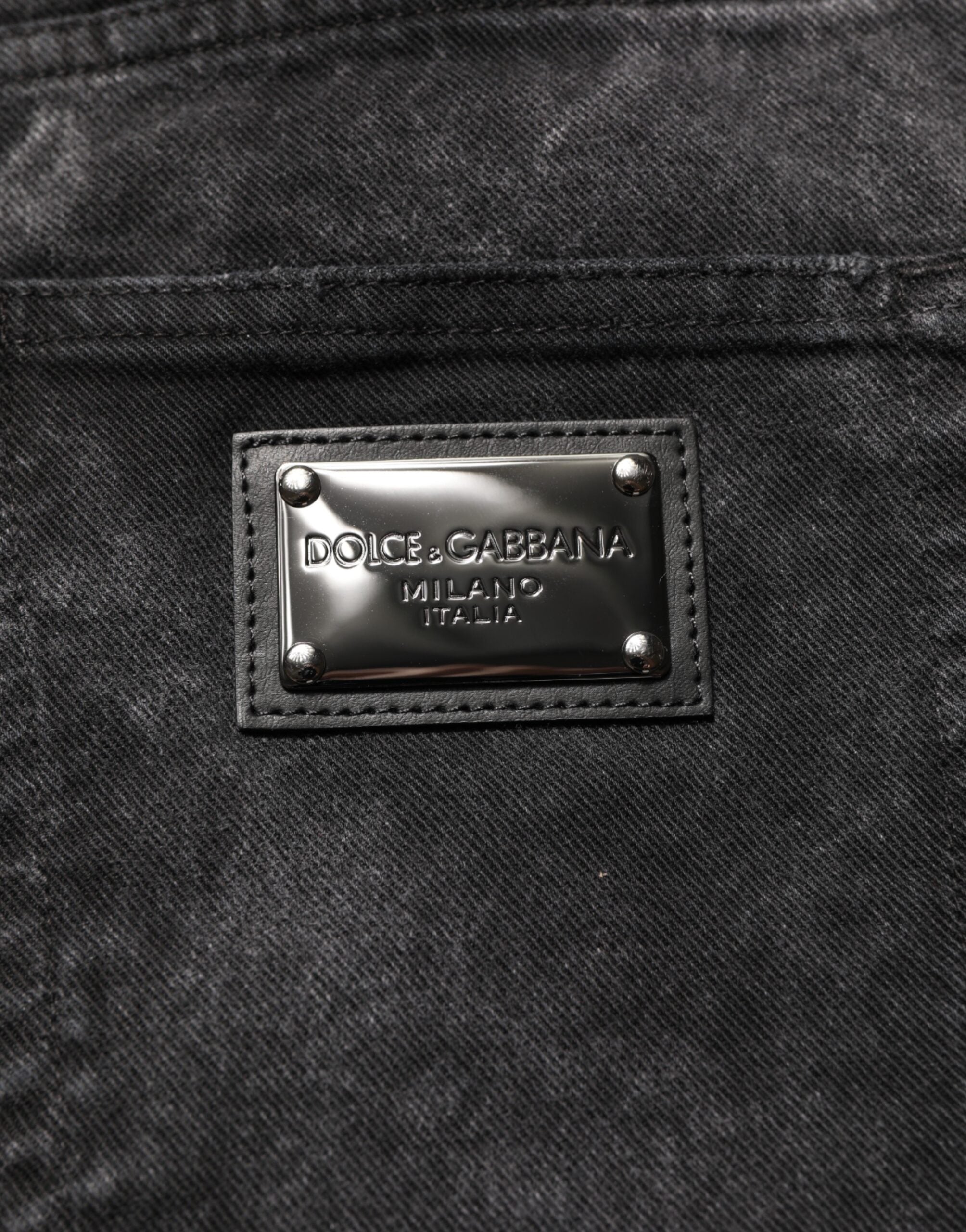 Dolce & Gabbana Black Cotton Mid Waist Denim Men Bermuda Short