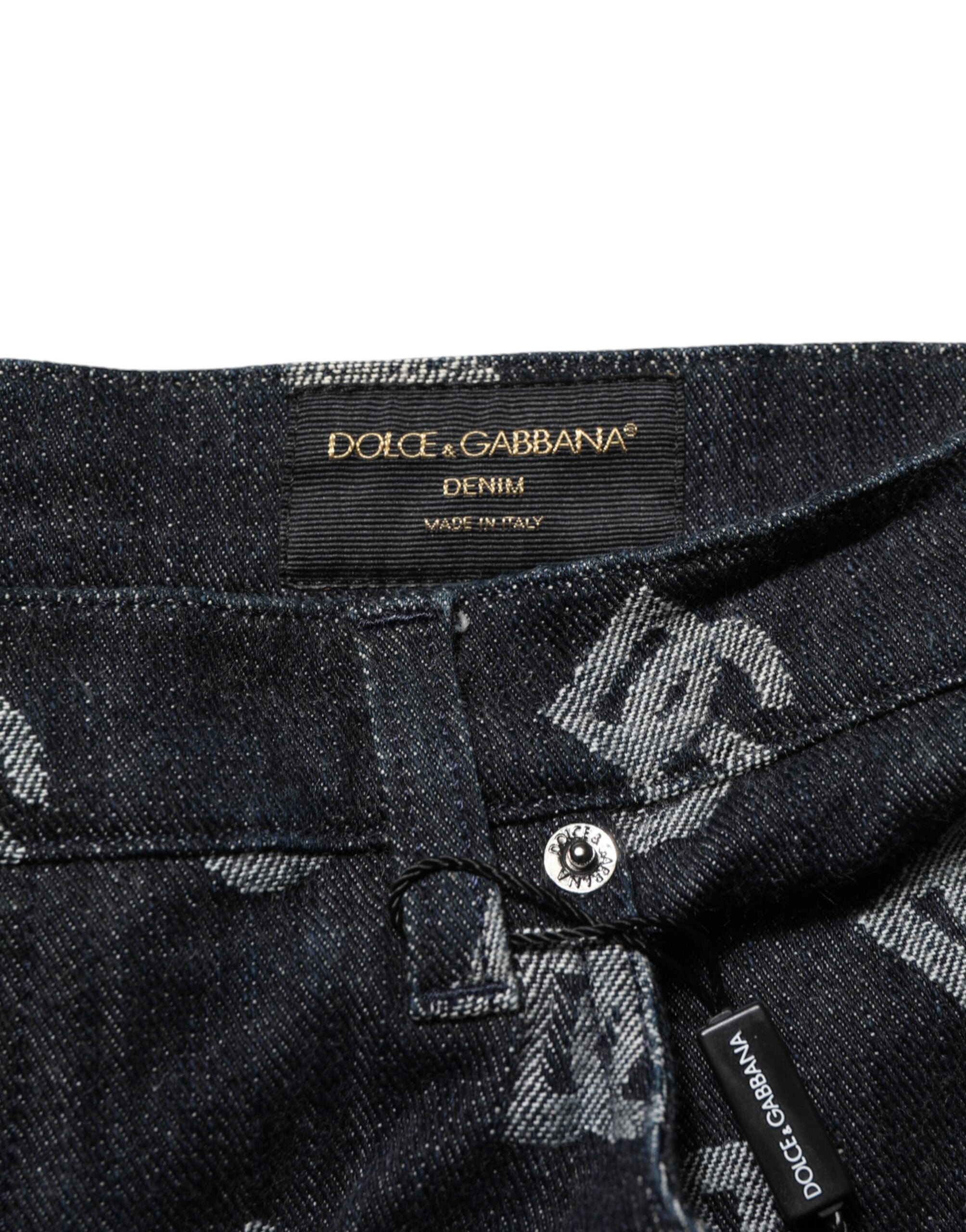 Dolce & Gabbana Black Monogram Denim Cargo Men Bermuda Short