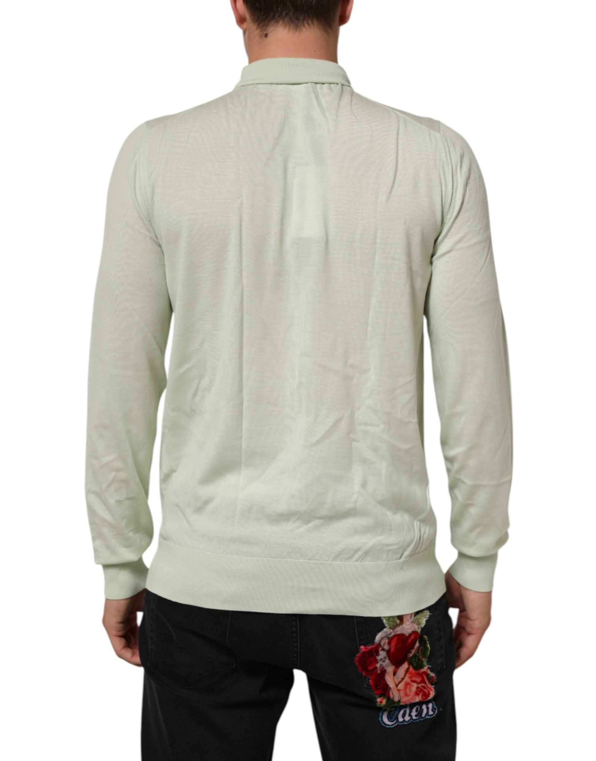 Dolce & Gabbana Light Green Logo TurtleNeck Pullover Sweater