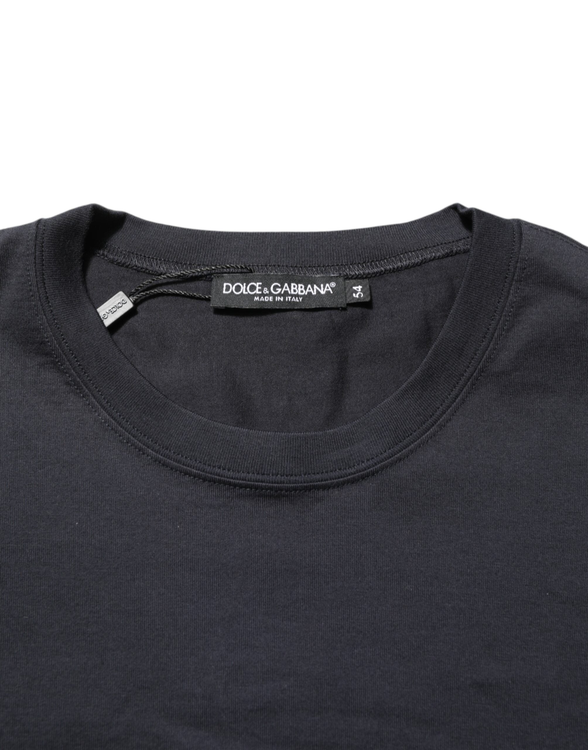 Dolce & Gabbana Black Logo Compass Cotton Crew Neck T-shirt