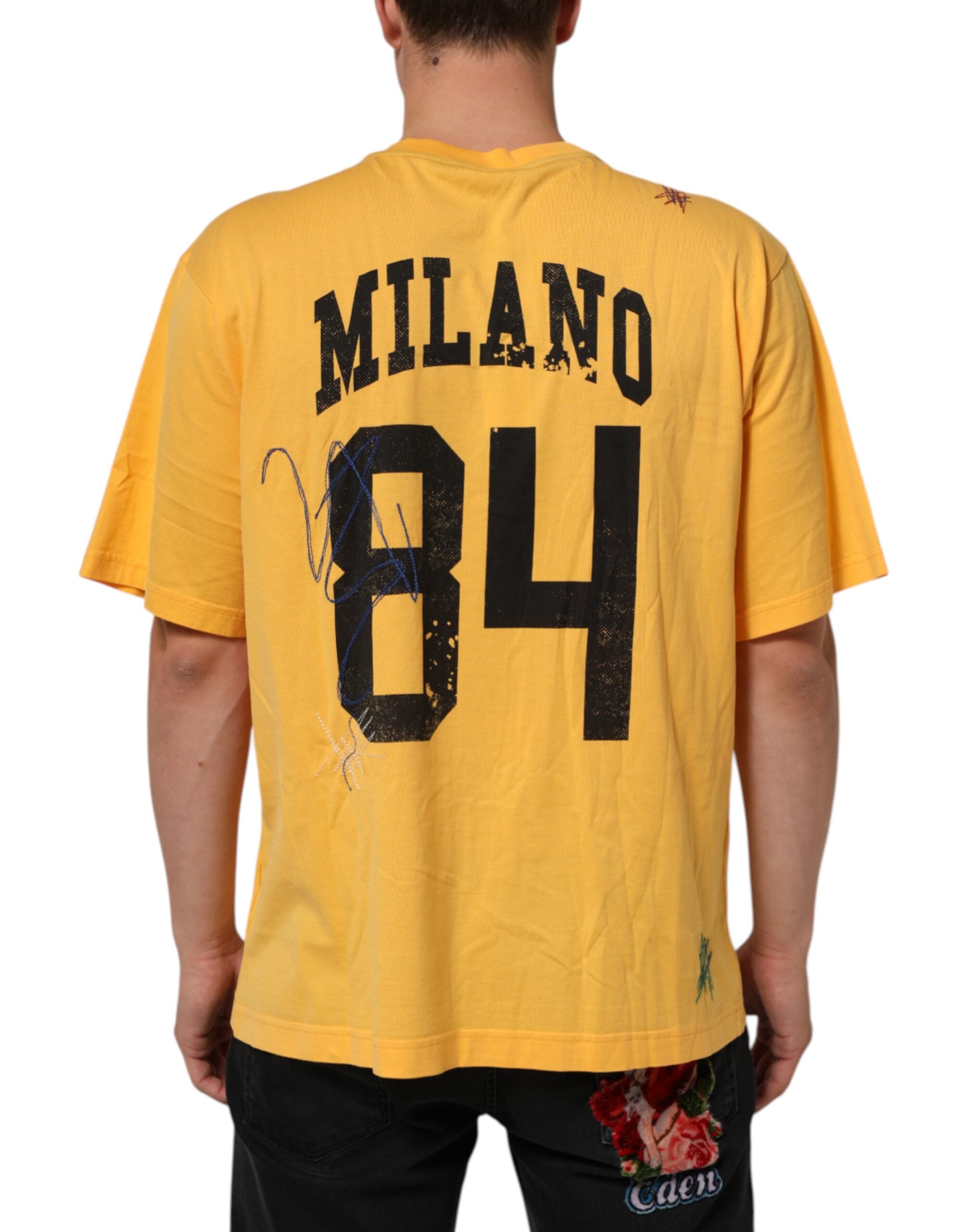 Dolce & Gabbana Yellow Secret Graden Floral Cotton Crew Neck T-shirt