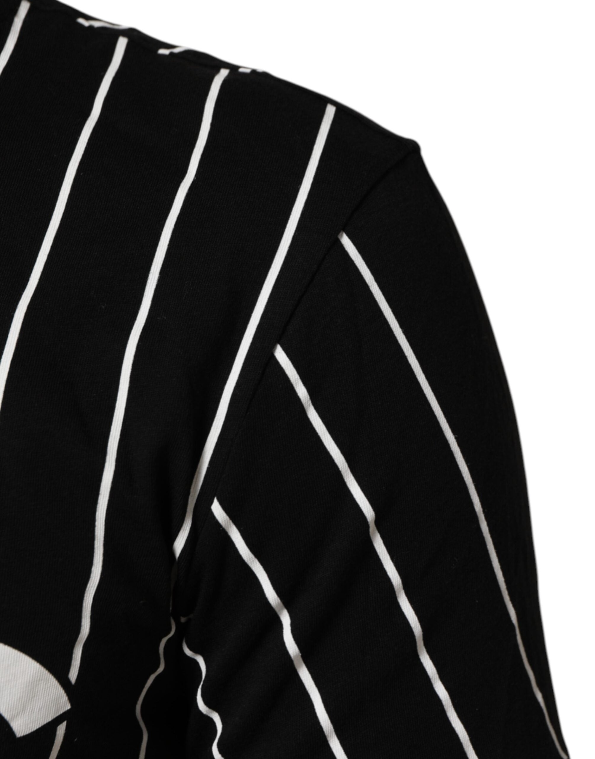 Dolce & Gabbana Black Cotton Polka Dots Round Neck T-shirt