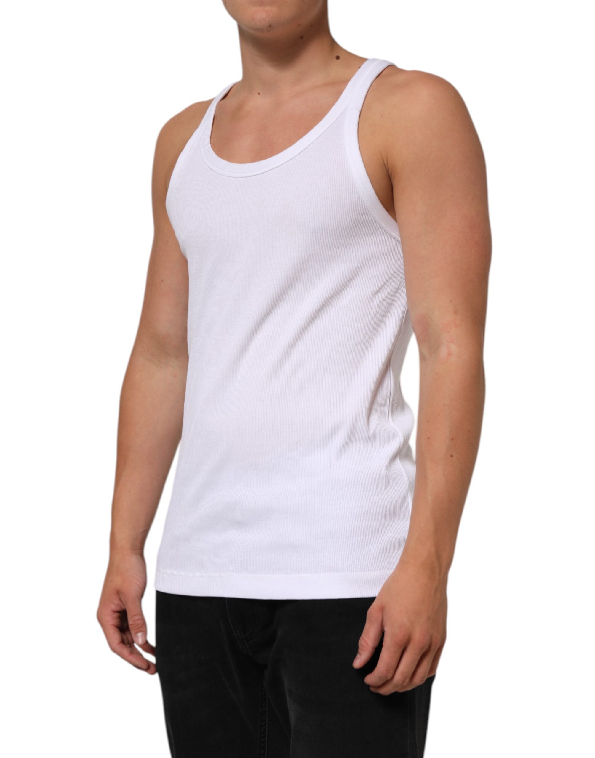 Dolce & Gabbana White Sleeveless Round Neck Tank T-shirt