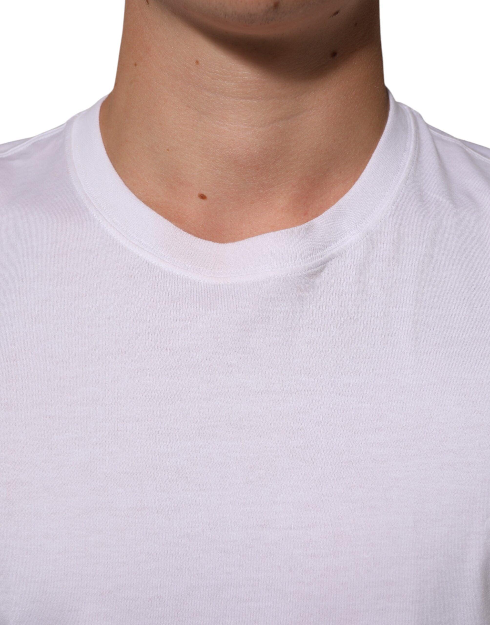 Dolce & Gabbana White Angel Print Cotton Men Crew Neck T-shirt