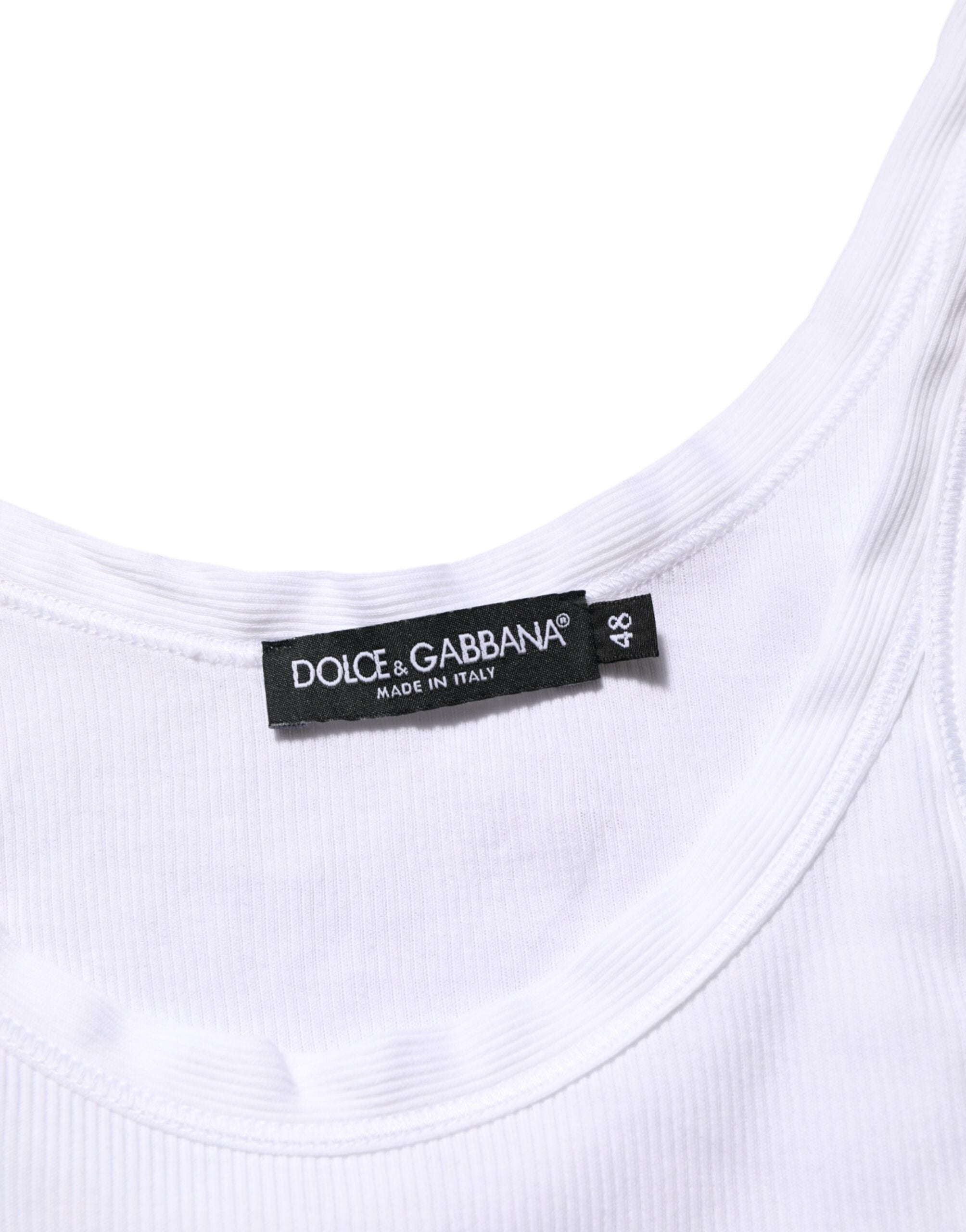 Dolce & Gabbana White Sleeveless Round Neck Tank Top T-shirt