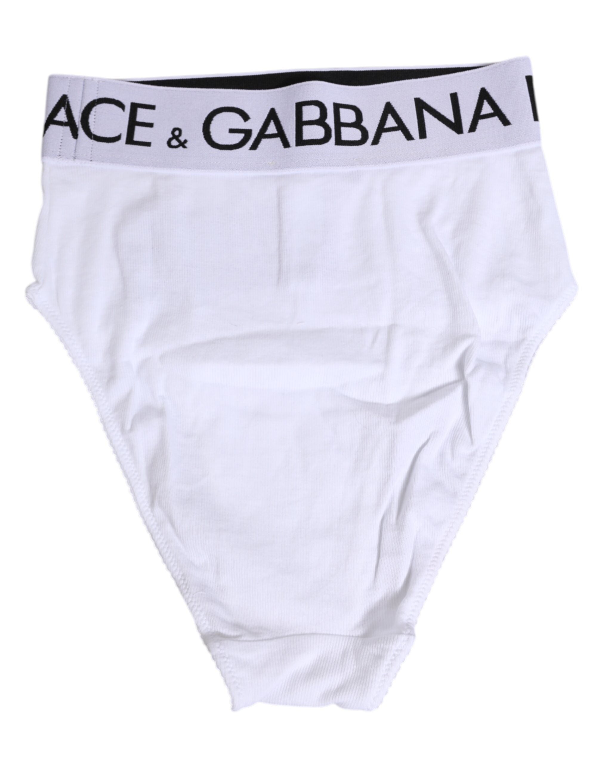 Dolce & Gabbana White Cotton Stretch High Waist Panty Underwear