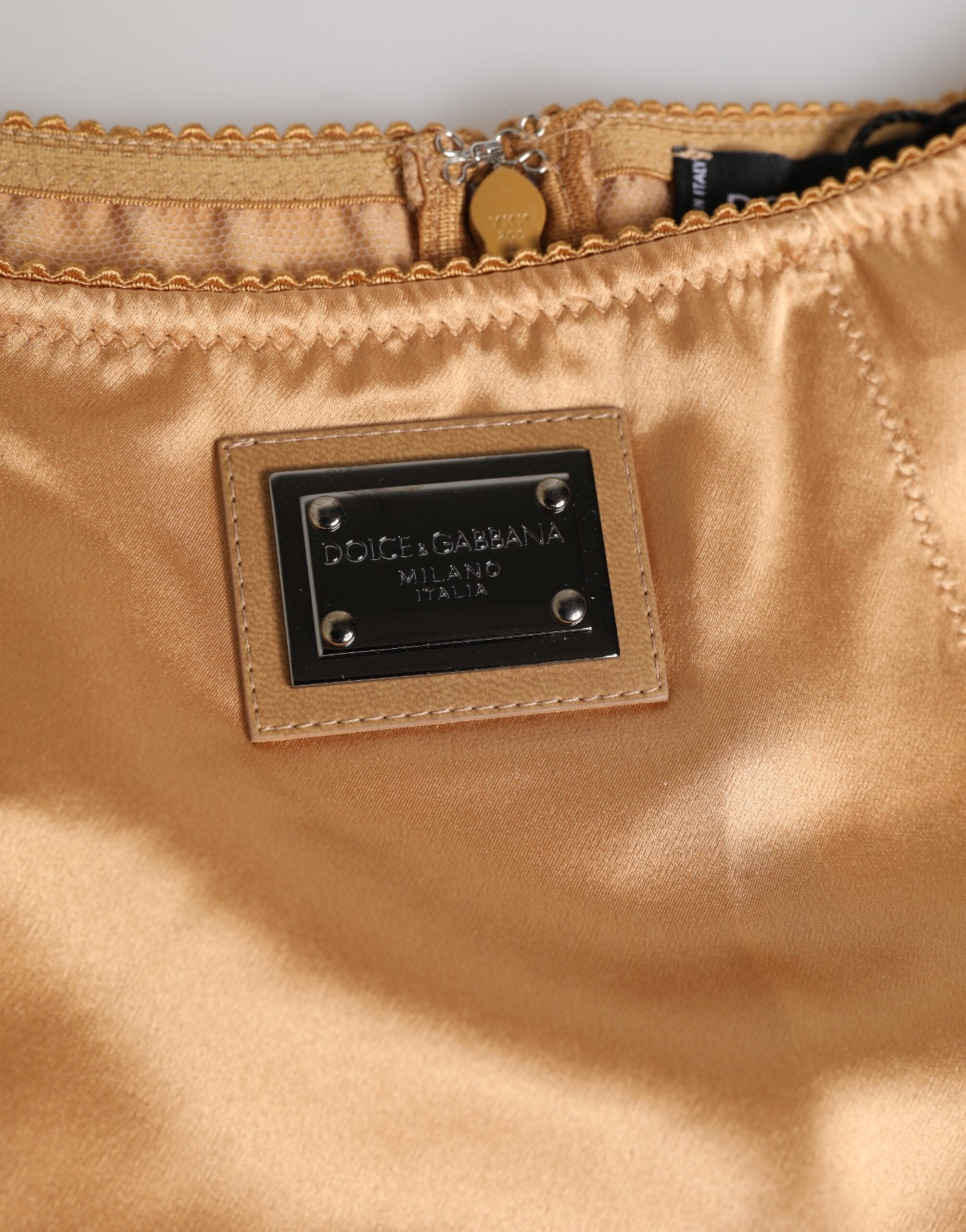 Dolce & Gabbana Beige Silk Stretch High Waist Girdle Underwear