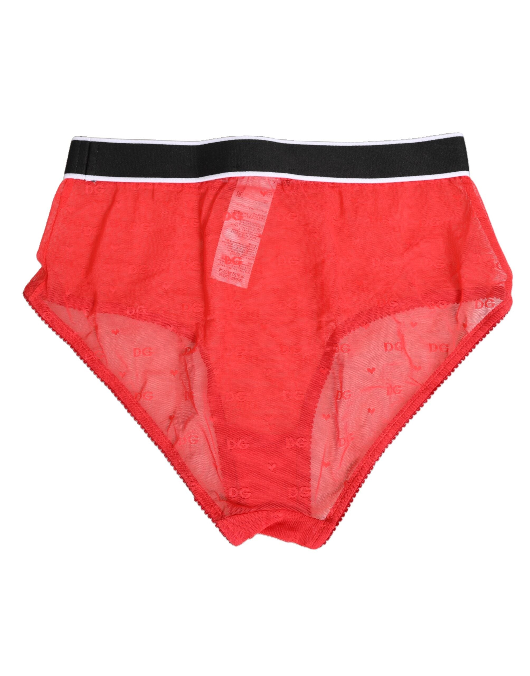 Dolce & Gabbana Red Nylon Logo Waistband Brief Panty Underwear
