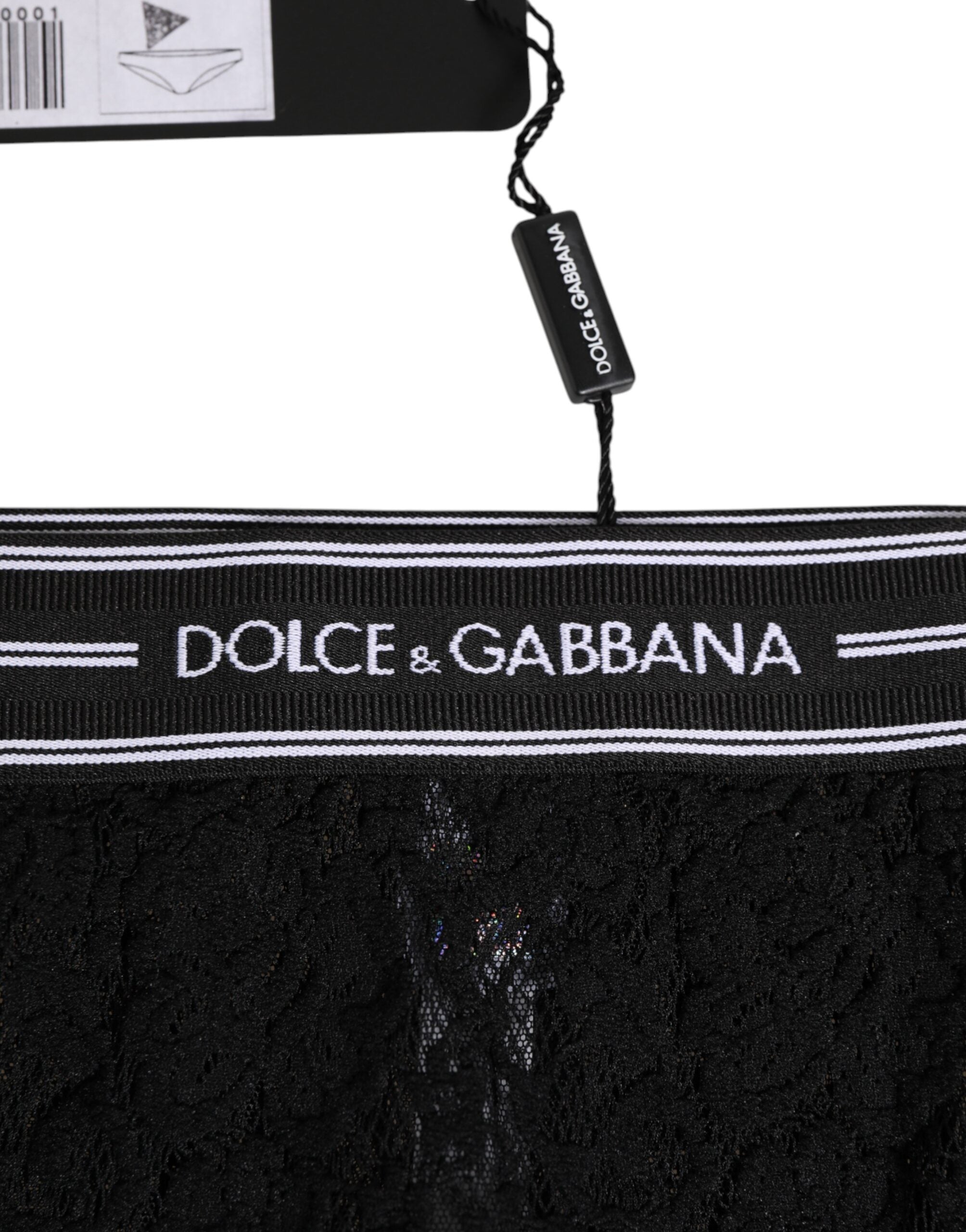 Dolce & Gabbana Black Lace Nylon High Waist Panty Underwear
