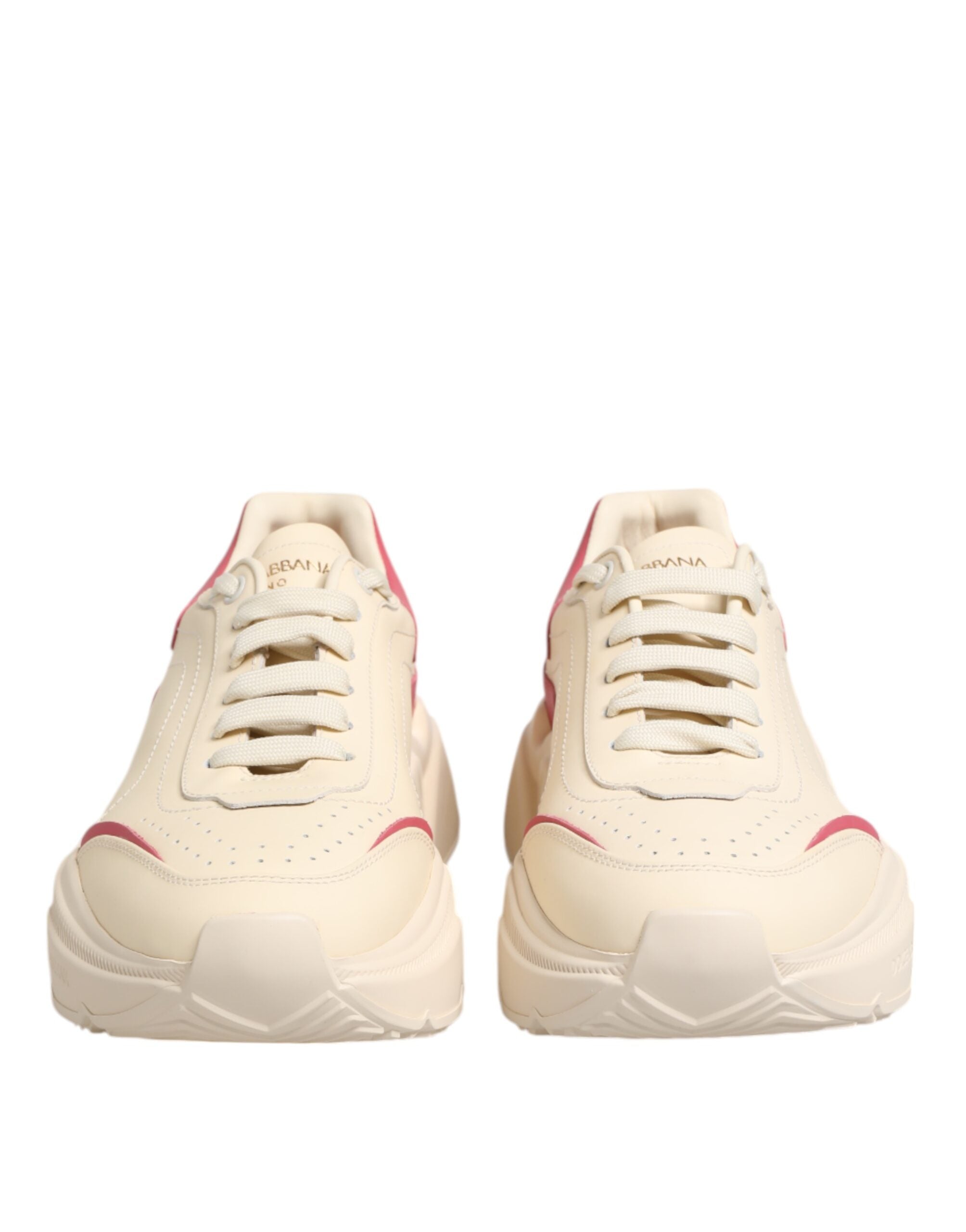 Dolce & Gabbana White Pink Leather Daymaster Sneakers Shoes
