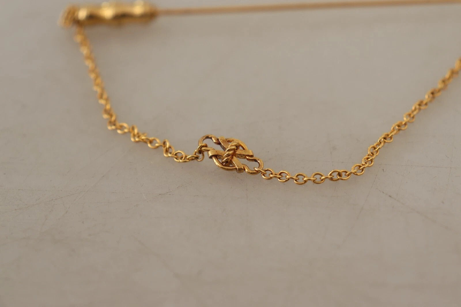 Dolce & Gabbana Gold Tone 925 Sterling Silver Crystal Chain Brooch