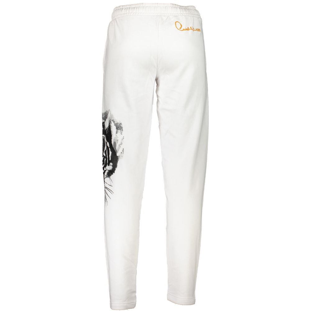 Elevate your wardrobe with Cavalli Class Bianco Cotton Men's Track Pant, a luxurious blend of comfort and elegance, perfect for the discerning individual.