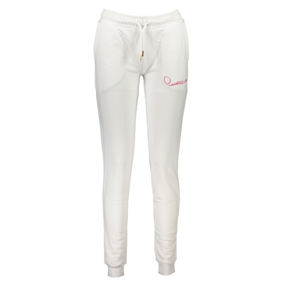 Indulge in the exquisite Cavalli Class White Cotton Women's Sweatpant, a luxurious blend of comfort and elegance, perfect for the discerning fashion lover.