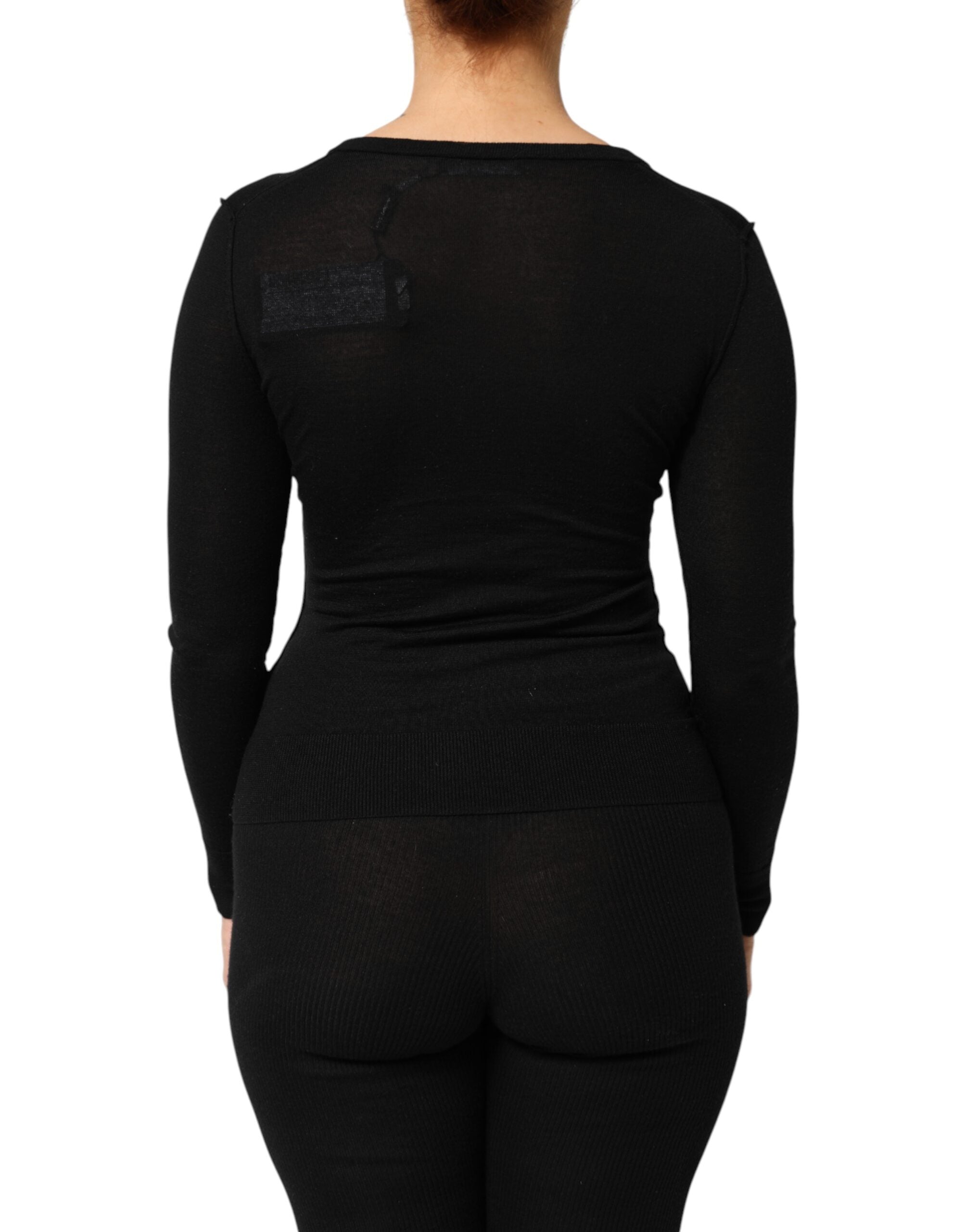 Dolce & Gabbana Black Virgin Wool Buttoned Cardigan Sweater