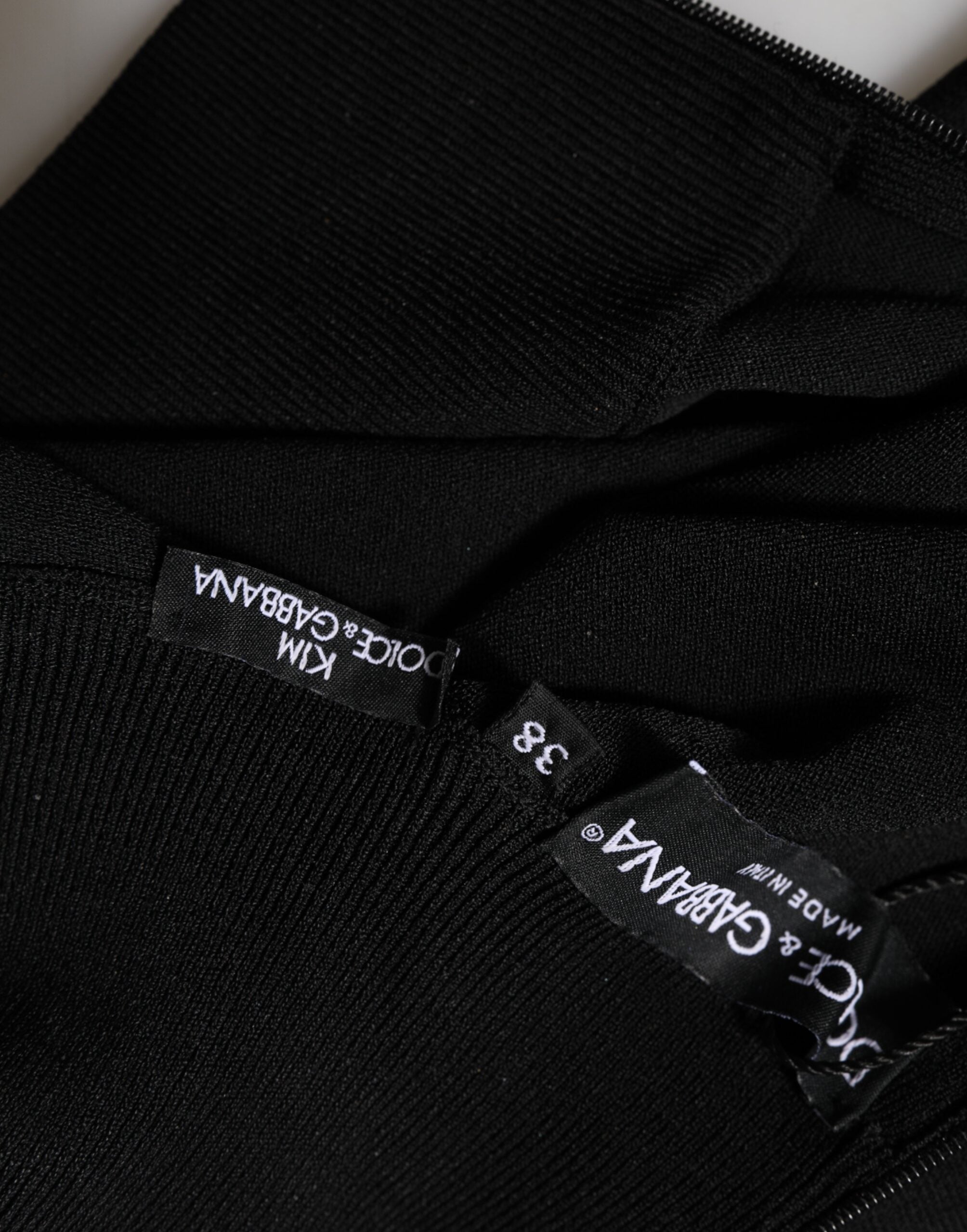 Dolce & Gabbana Black Viscose Turtle Neck Crop Pullover Top