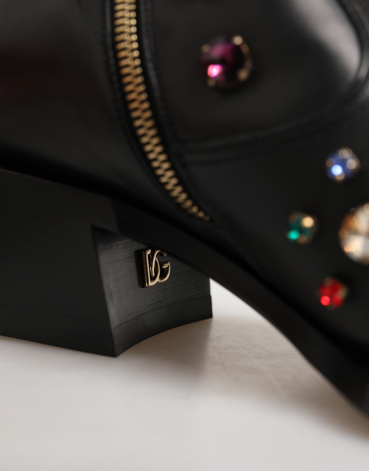 Dolce & Gabbana Black Crystal Embellished Short Boots, Artisanal Luxury