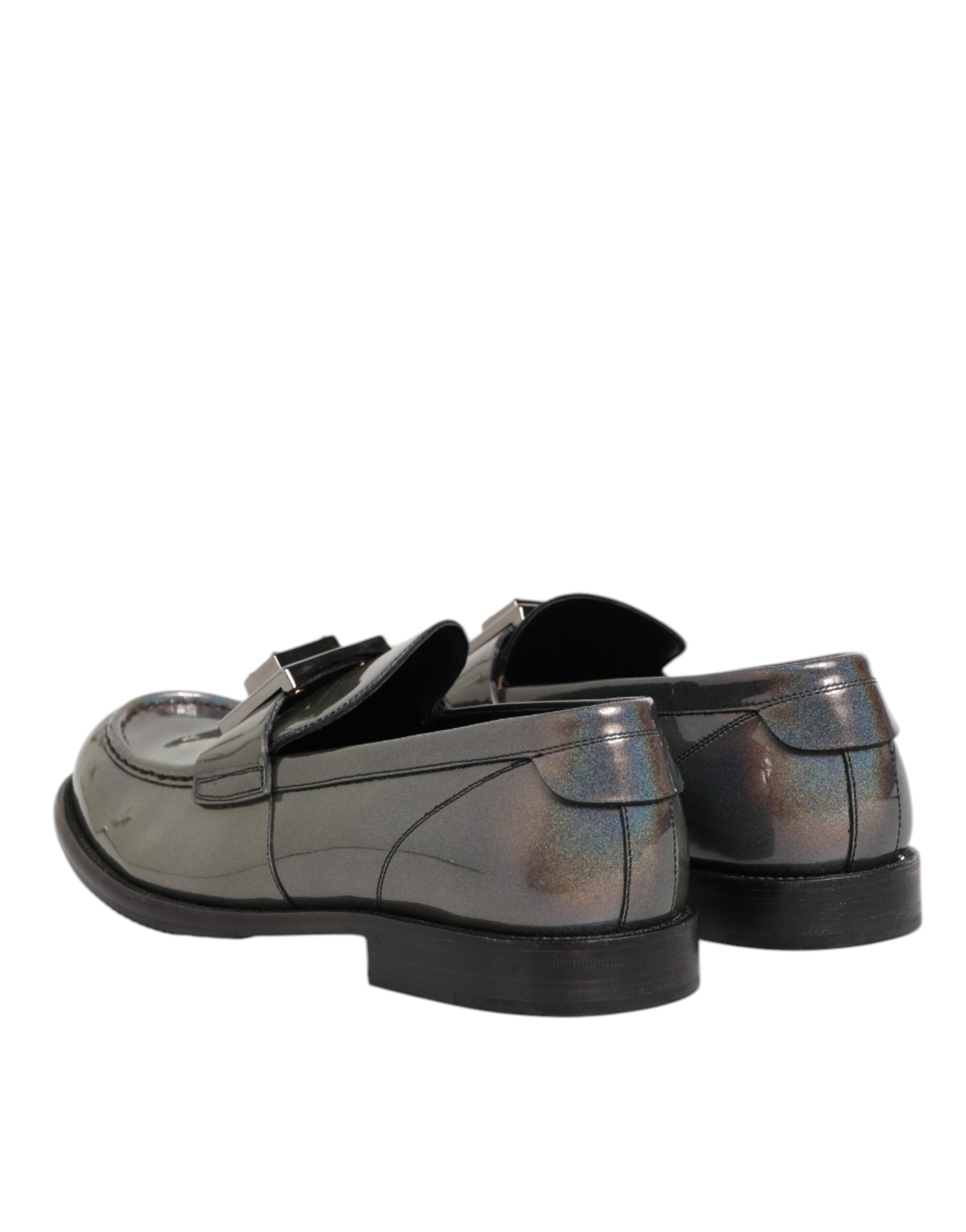 Dolce & Gabbana Metallic Silver Logo Slip On Men Dress Shoes