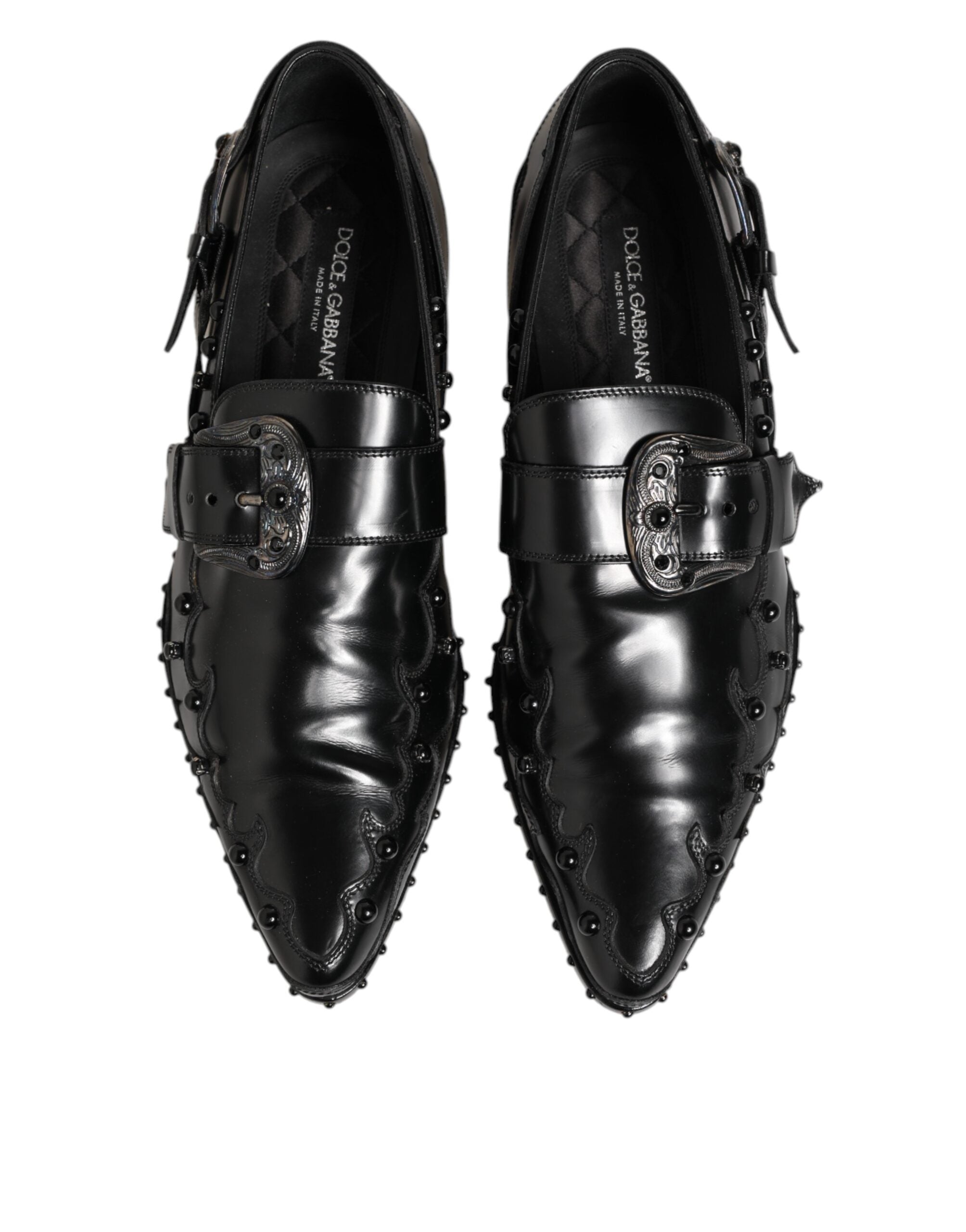 Dolce & Gabbana Black Embellished Dress Monk Strap Shoes